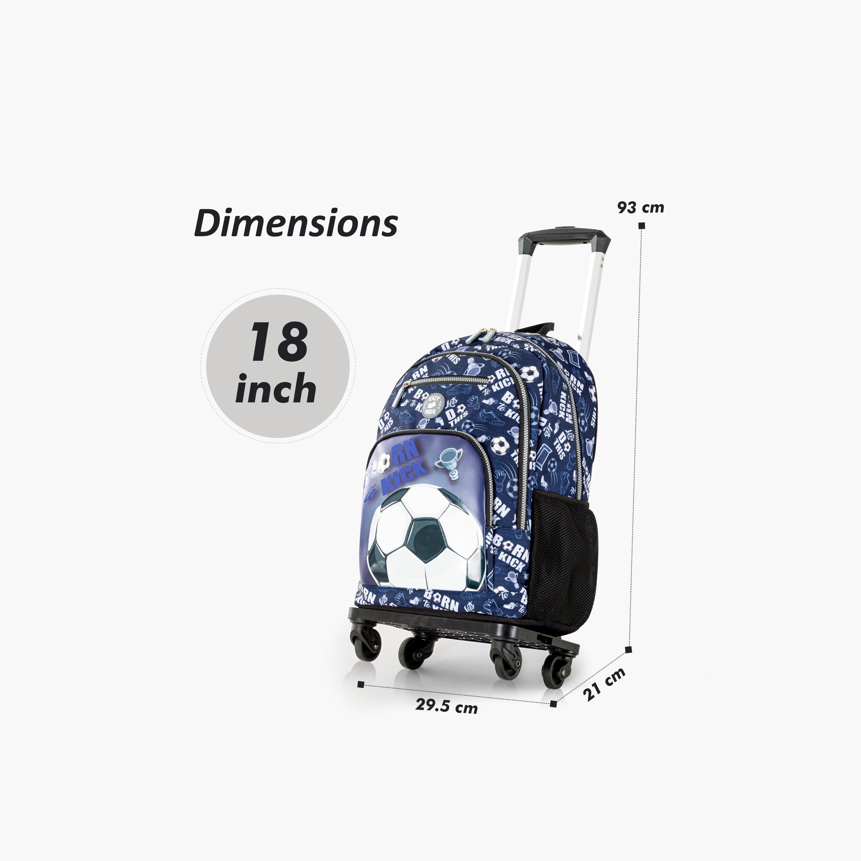 Eazy Kids 4-Piece Backpack with Trolley, Lunch Bag & Pencil Case - 18 Inch - Football - Blue-school-bagsandbackpacks-trolleybags-image-5