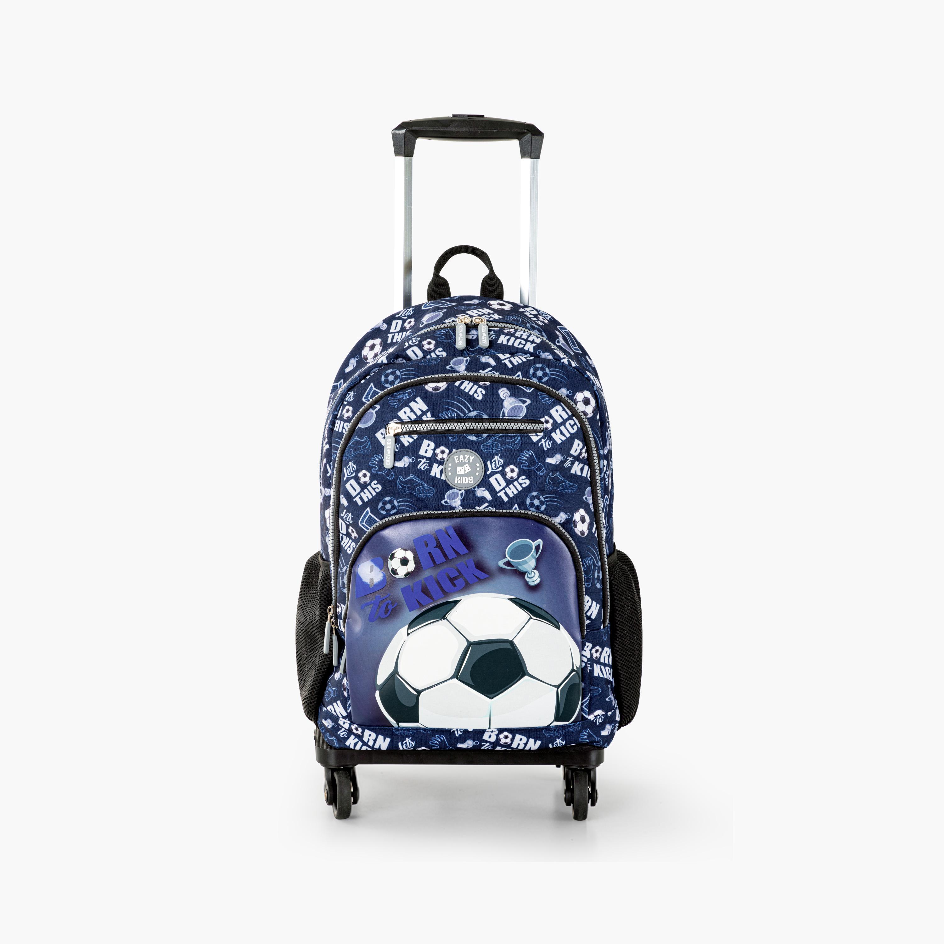 Eazy Kids 4-Piece Backpack with Trolley, Lunch Bag & Pencil Case - 18 Inch - Football - Blue-school-bagsandbackpacks-trolleybags-image-6