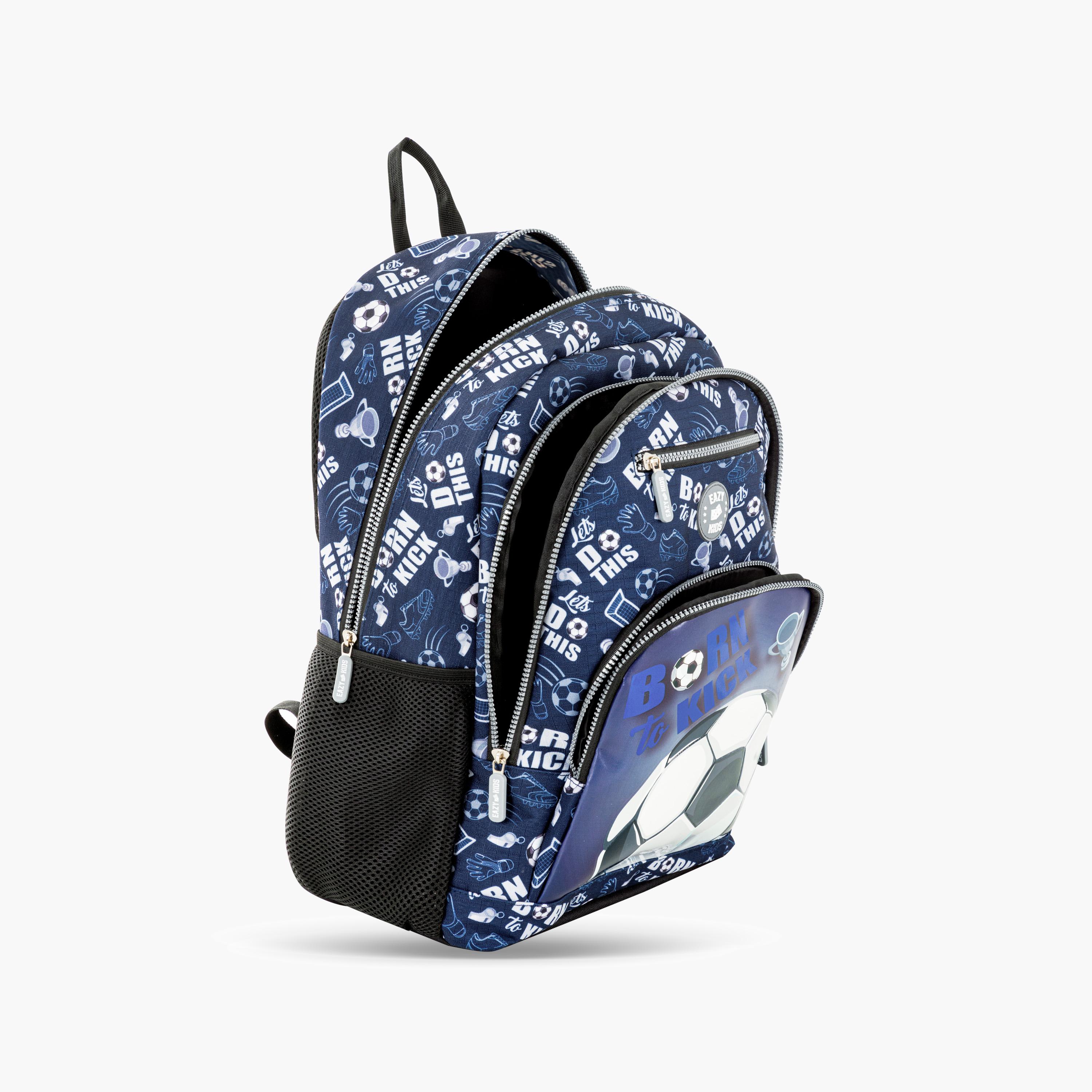 Eazy Kids 4-Piece Backpack with Trolley, Lunch Bag & Pencil Case - 18 Inch - Football - Blue-school-bagsandbackpacks-trolleybags-image-9