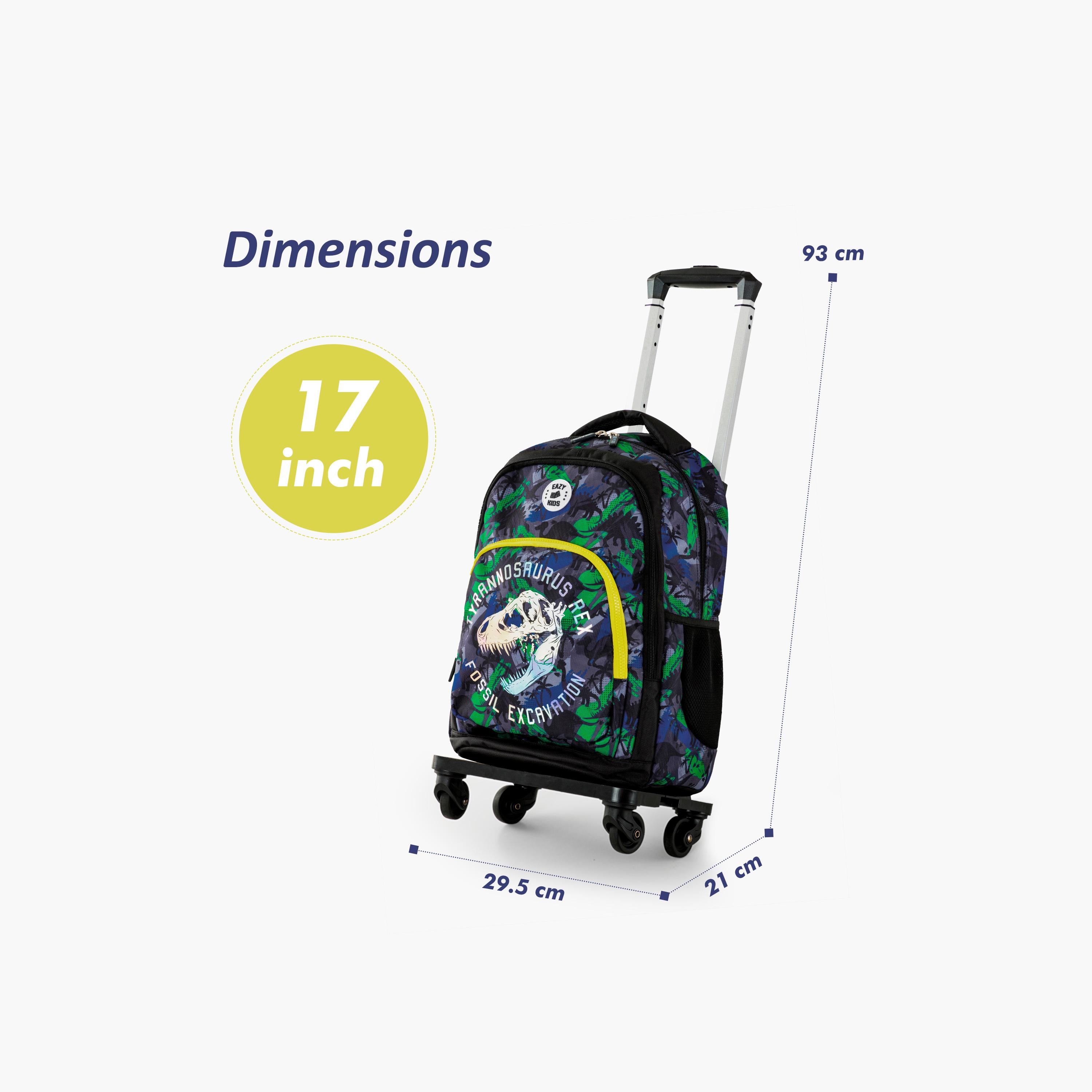 Eazy Kids 4-Piece Backpack with Trolley, Lunch Bag & Pencil Case - 17 Inch - T-Rex - Multicolour-school-bagsandbackpacks-trolleybags-image-5