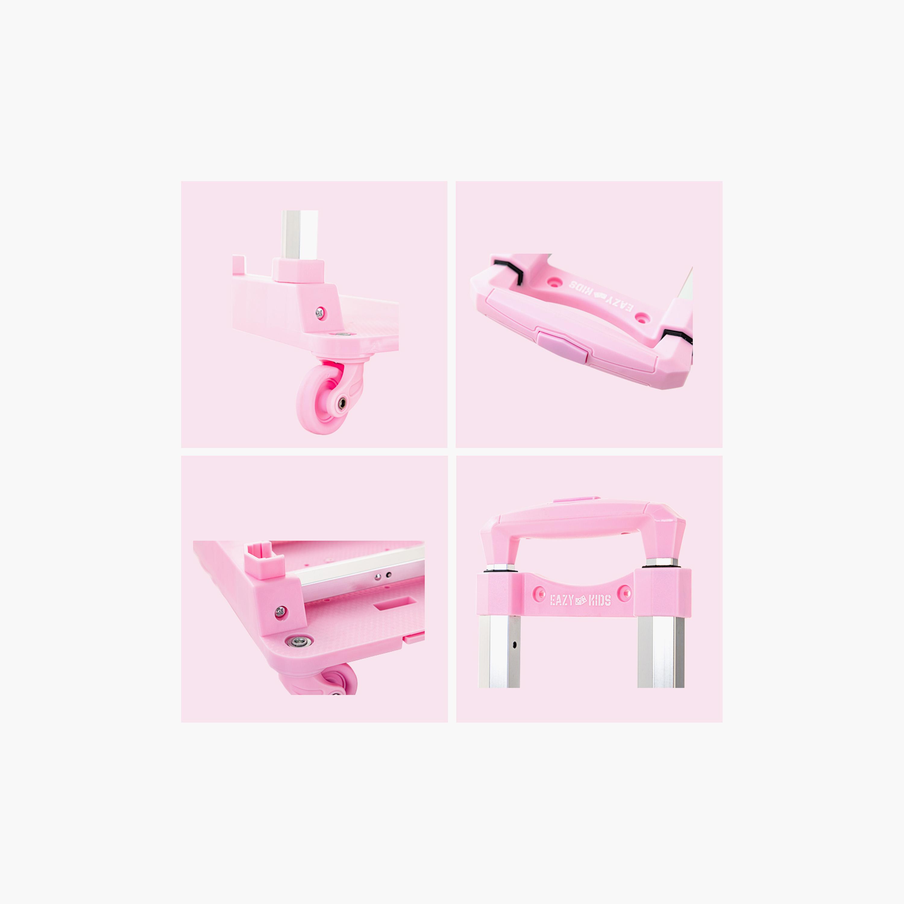 حقيبة ظهر إيزي كيدز، 4 قطع، مع عربة، وحقيبة غداء، وحافظة أقلام - 17 بوصة - سكر بوب - وردي-school-bagsandbackpacks-trolleybags-image-8