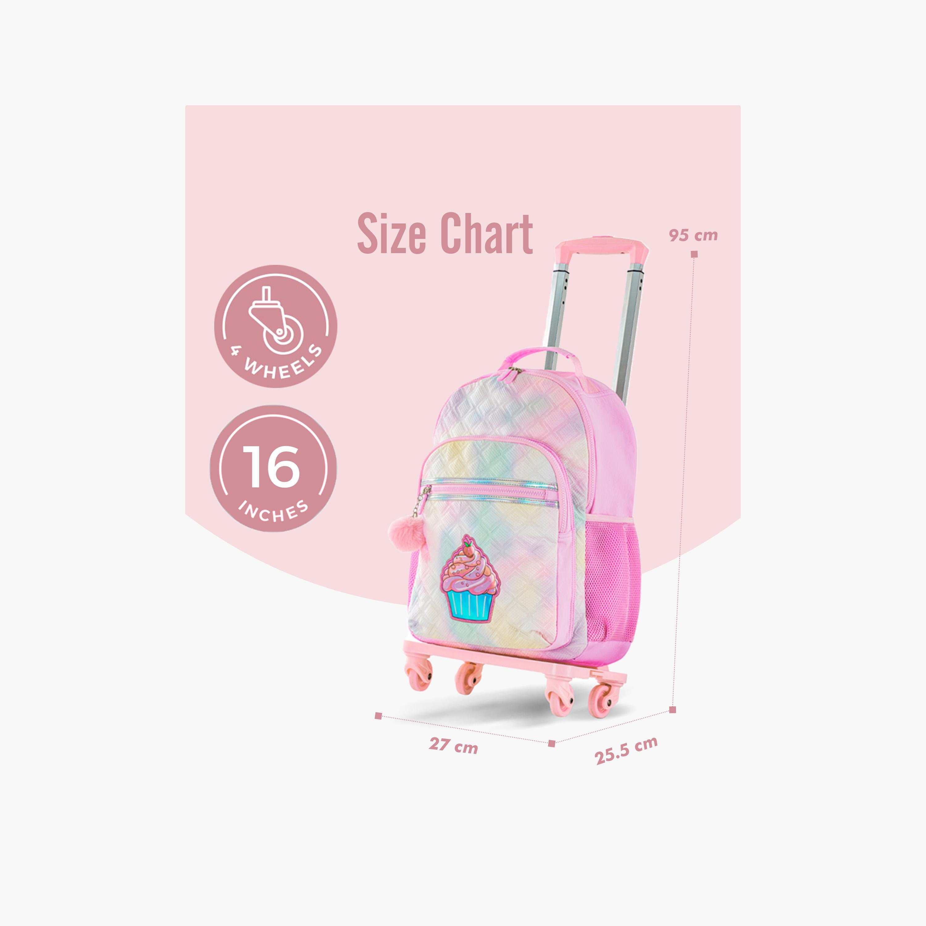 حقيبة ظهر إيزي كيدز، 4 قطع، مع عربة، وحقيبة غداء، وحافظة أقلام - 17 بوصة - سكر بوب - وردي-school-bagsandbackpacks-trolleybags-image-5