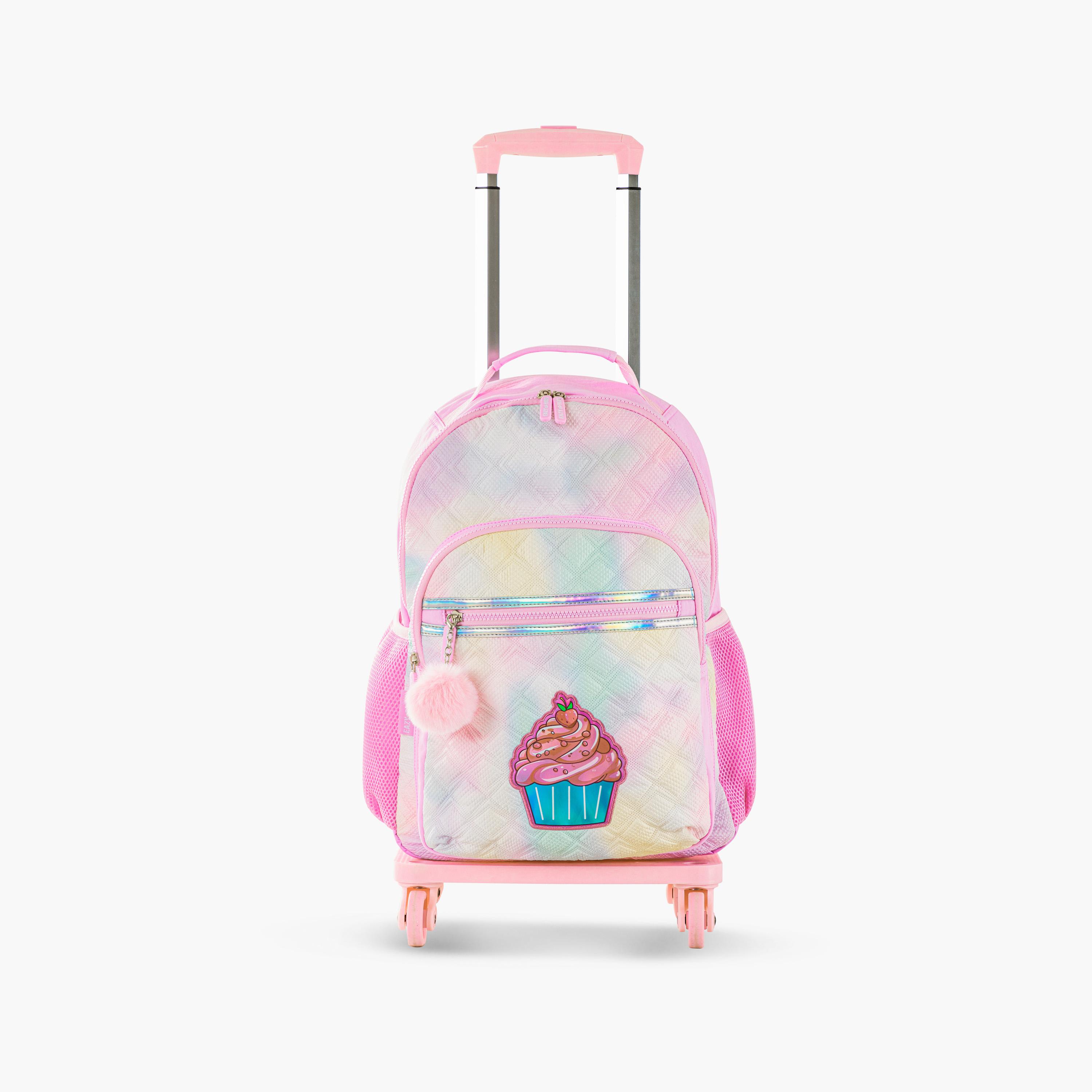 حقيبة ظهر إيزي كيدز، 4 قطع، مع عربة، وحقيبة غداء، وحافظة أقلام - 17 بوصة - سكر بوب - وردي-school-bagsandbackpacks-trolleybags-image-4