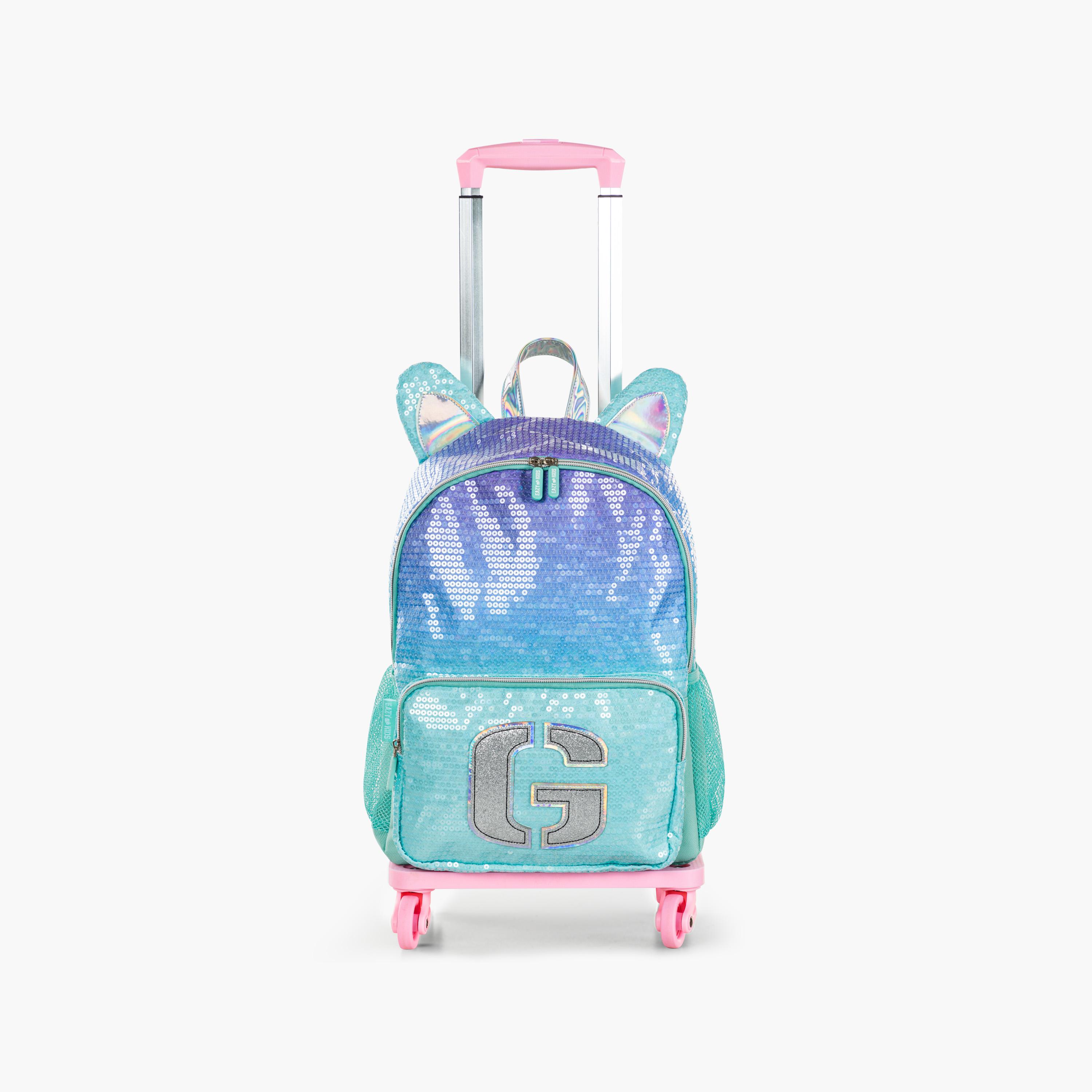 Eazy Kids 4-Piece Backpack with Trolley, Lunch Bag & Pencil Case - 17 Inch - Girl Glitter - Green-school-bagsandbackpacks-trolleybags-image-6