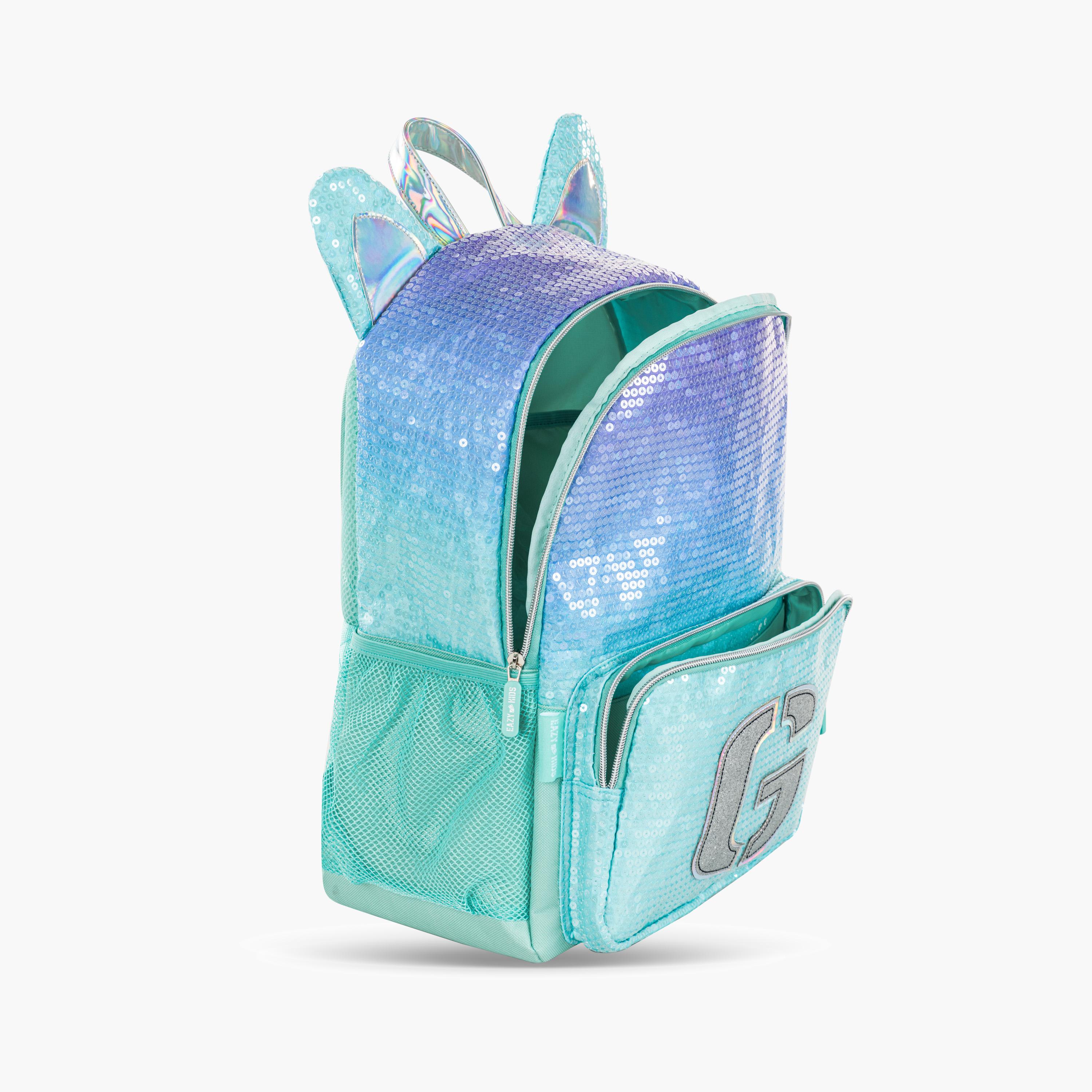 Eazy Kids 4-Piece Backpack with Trolley, Lunch Bag & Pencil Case - 17 Inch - Girl Glitter - Green-school-bagsandbackpacks-trolleybags-image-9