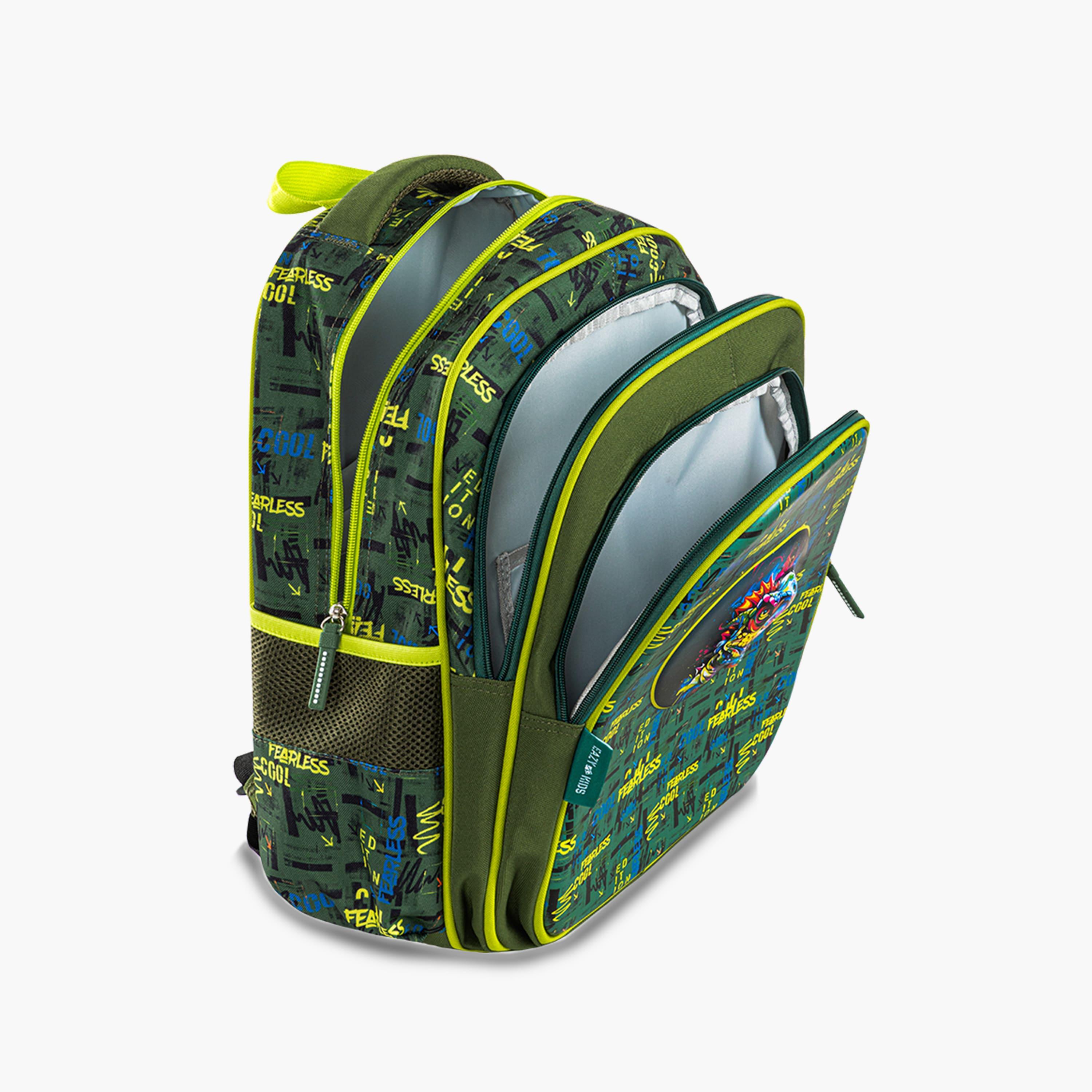 Eazy Kids School Bag with Trolley & Pencil Case - 16 Inch - Dino - Green-school-bagsandbackpacks-trolleybags-image-12