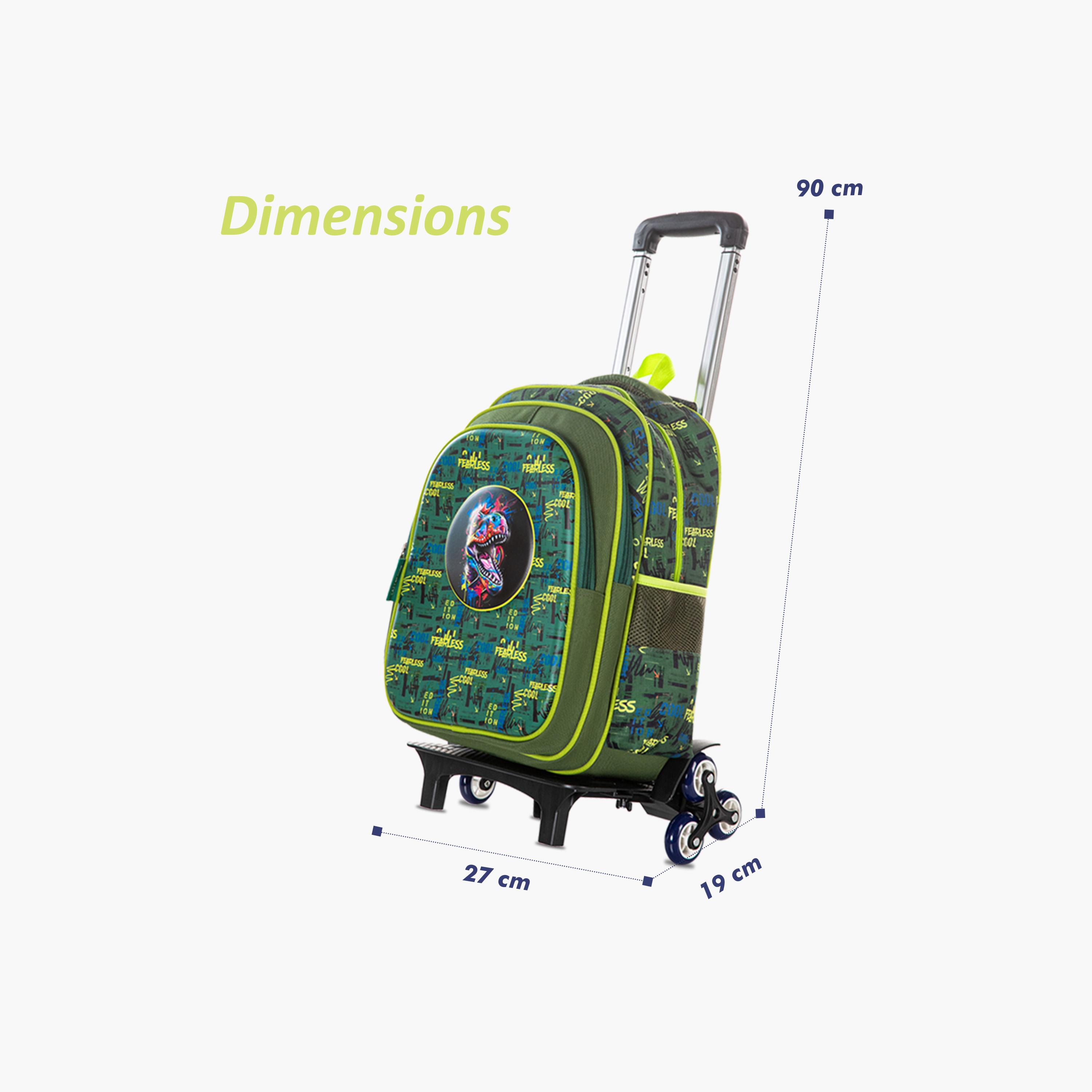 Eazy Kids School Bag with Trolley & Pencil Case - 16 Inch - Dino - Green-school-bagsandbackpacks-trolleybags-image-6