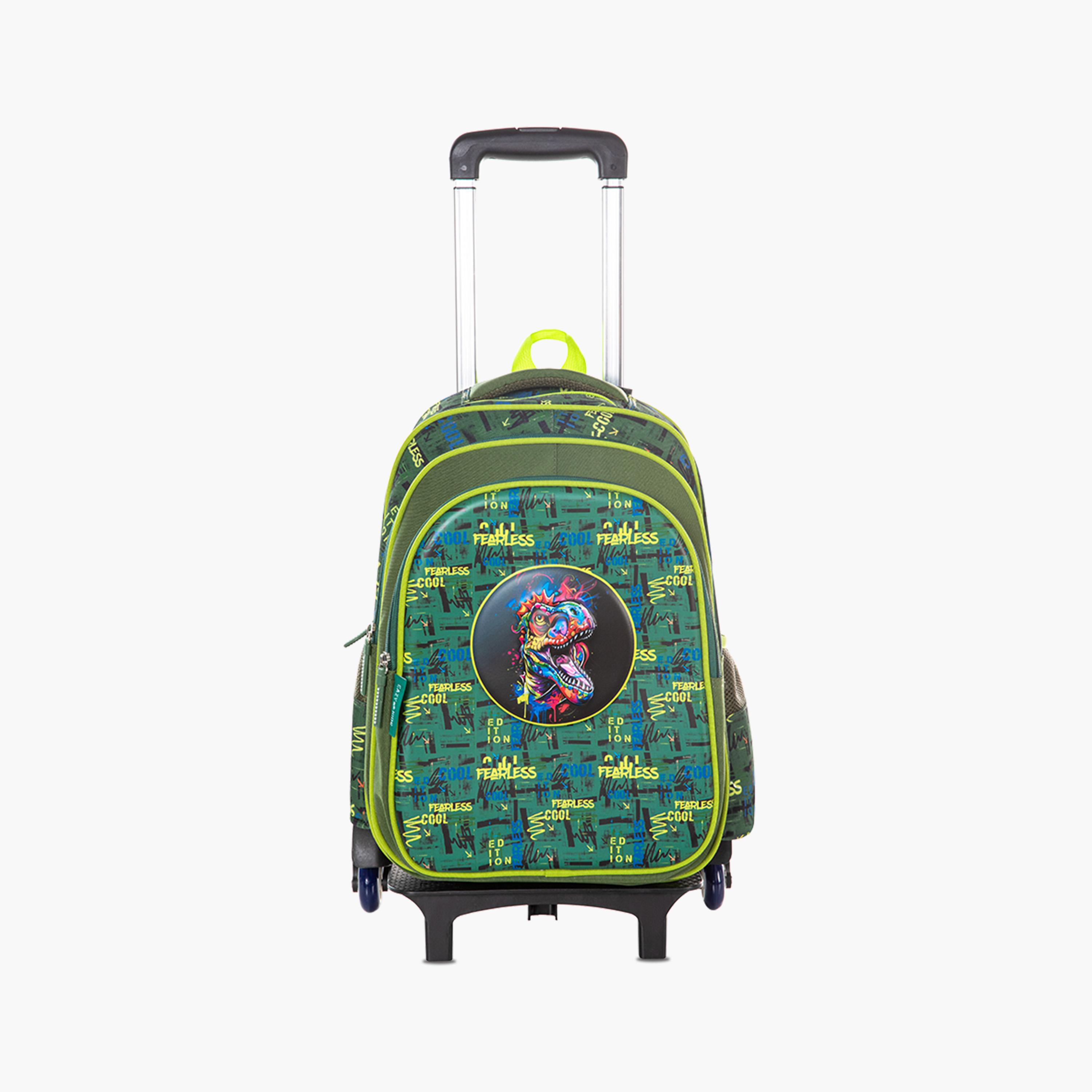 Eazy Kids School Bag with Trolley & Pencil Case - 16 Inch - Dino - Green-school-bagsandbackpacks-trolleybags-image-7