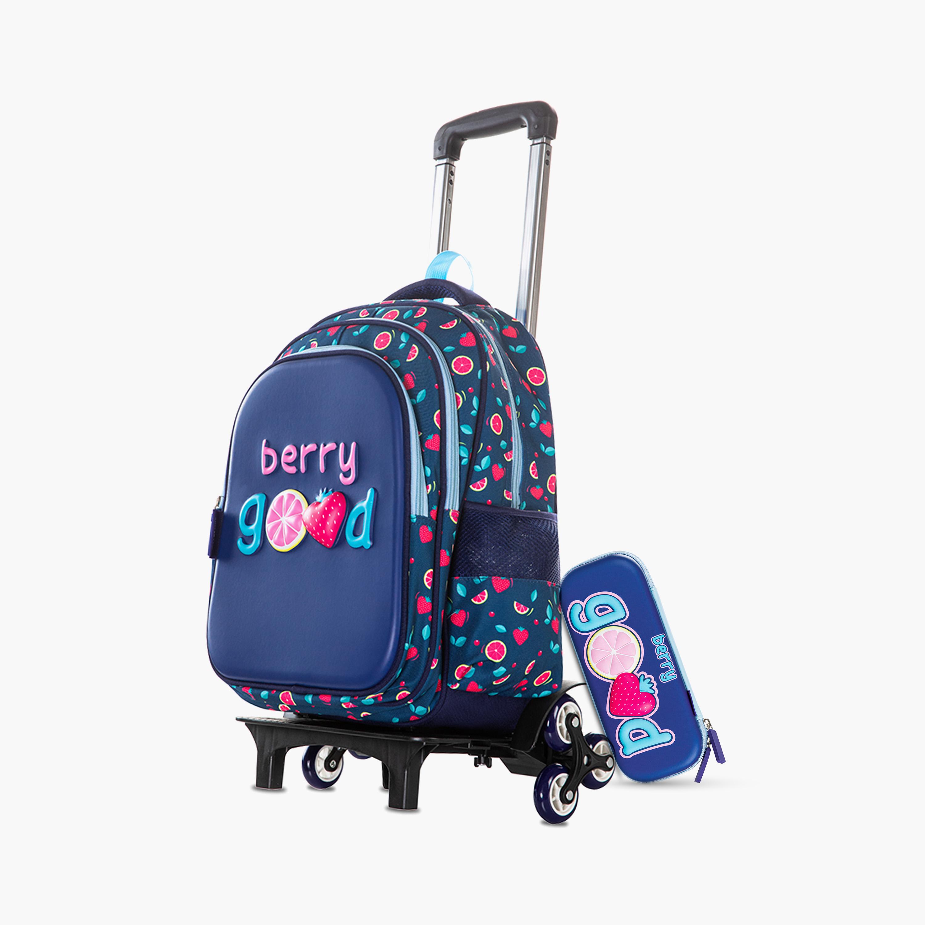 حقيبة مدرسية إيزي كيدز مع عربة وحافظة أقلام - 16 بوصة - لون توتي - أزرق-school-bagsandbackpacks-trolleybags-image-1