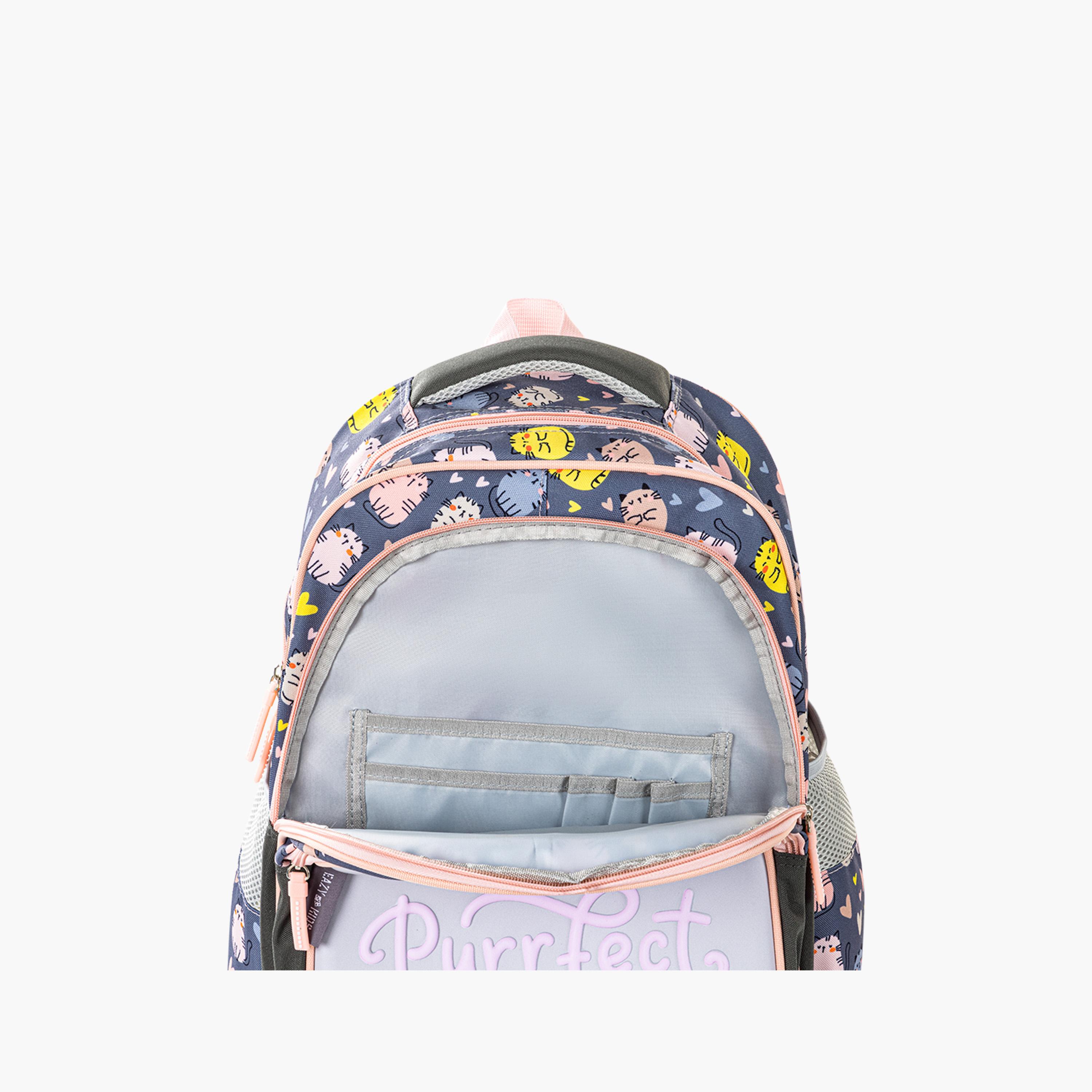 Eazy Kids School Bag with Trolley & Pencil Case - 16 Inch - Purrfect - Grey-school-bagsandbackpacks-trolleybags-image-11
