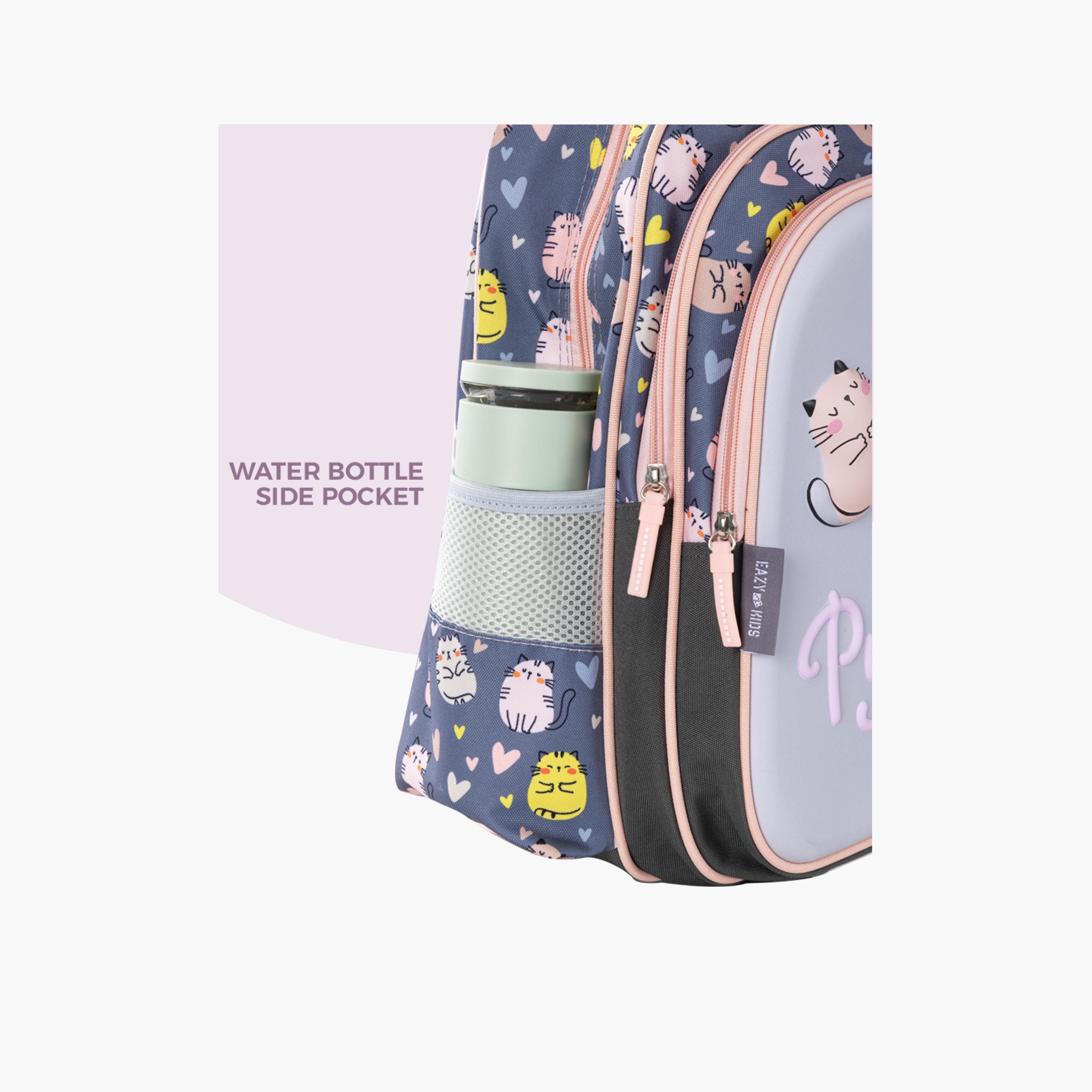 Eazy Kids School Bag with Trolley & Pencil Case - 16 Inch - Purrfect - Grey-school-bagsandbackpacks-trolleybags-image-12
