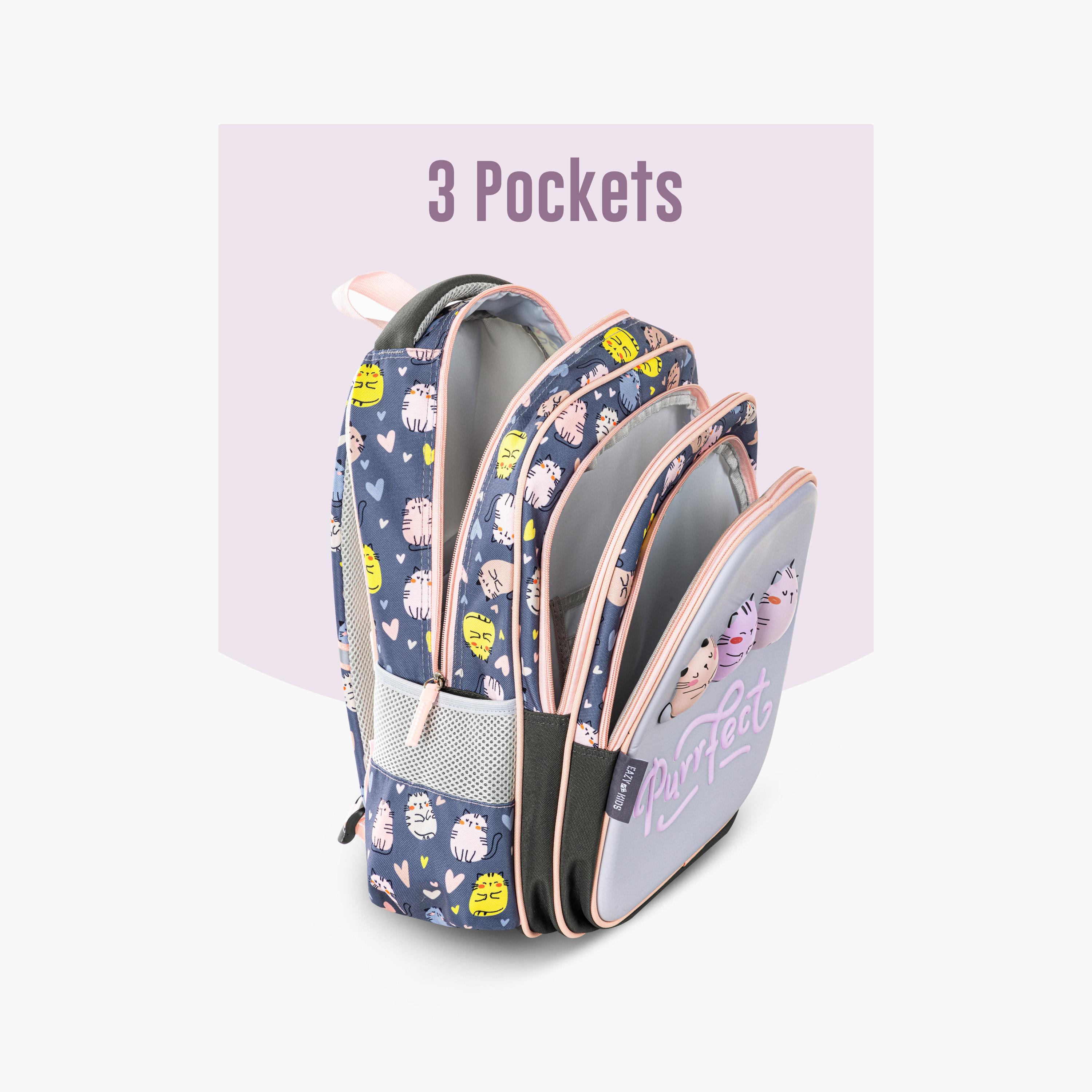 Eazy Kids School Bag with Trolley & Pencil Case - 16 Inch - Purrfect - Grey-school-bagsandbackpacks-trolleybags-image-13