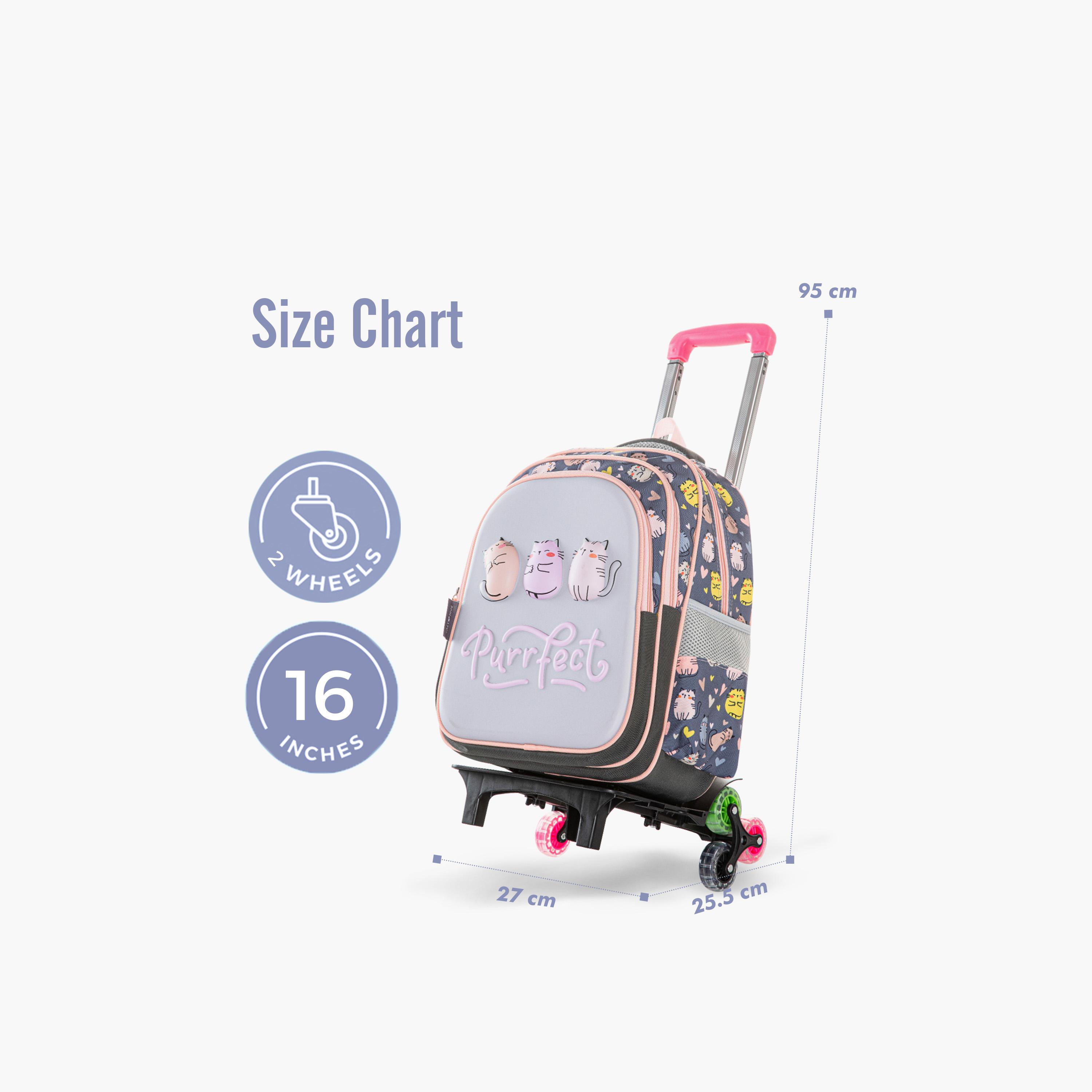 Eazy Kids School Bag with Trolley & Pencil Case - 16 Inch - Purrfect - Grey-school-bagsandbackpacks-trolleybags-image-6