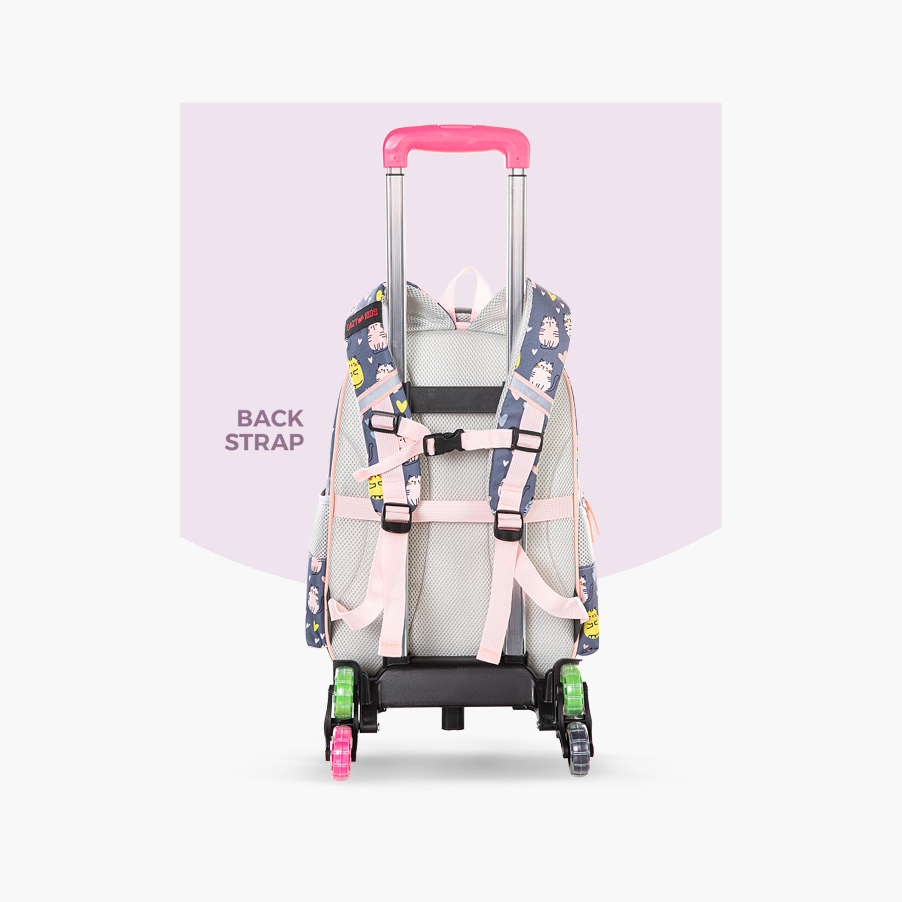 Eazy Kids School Bag with Trolley & Pencil Case - 16 Inch - Purrfect - Grey-school-bagsandbackpacks-trolleybags-image-8