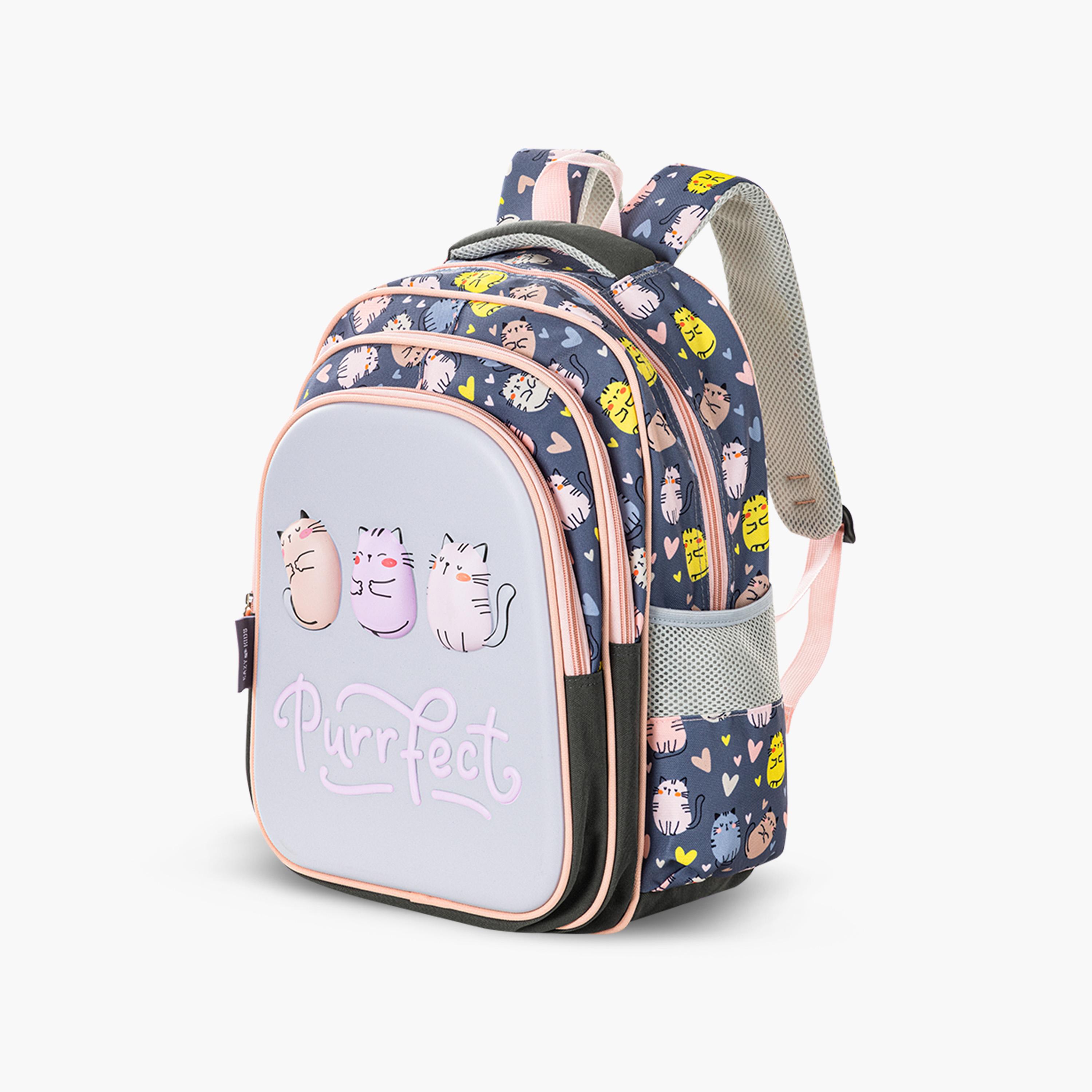 Eazy Kids School Bag with Trolley & Pencil Case - 16 Inch - Purrfect - Grey-school-bagsandbackpacks-trolleybags-image-9