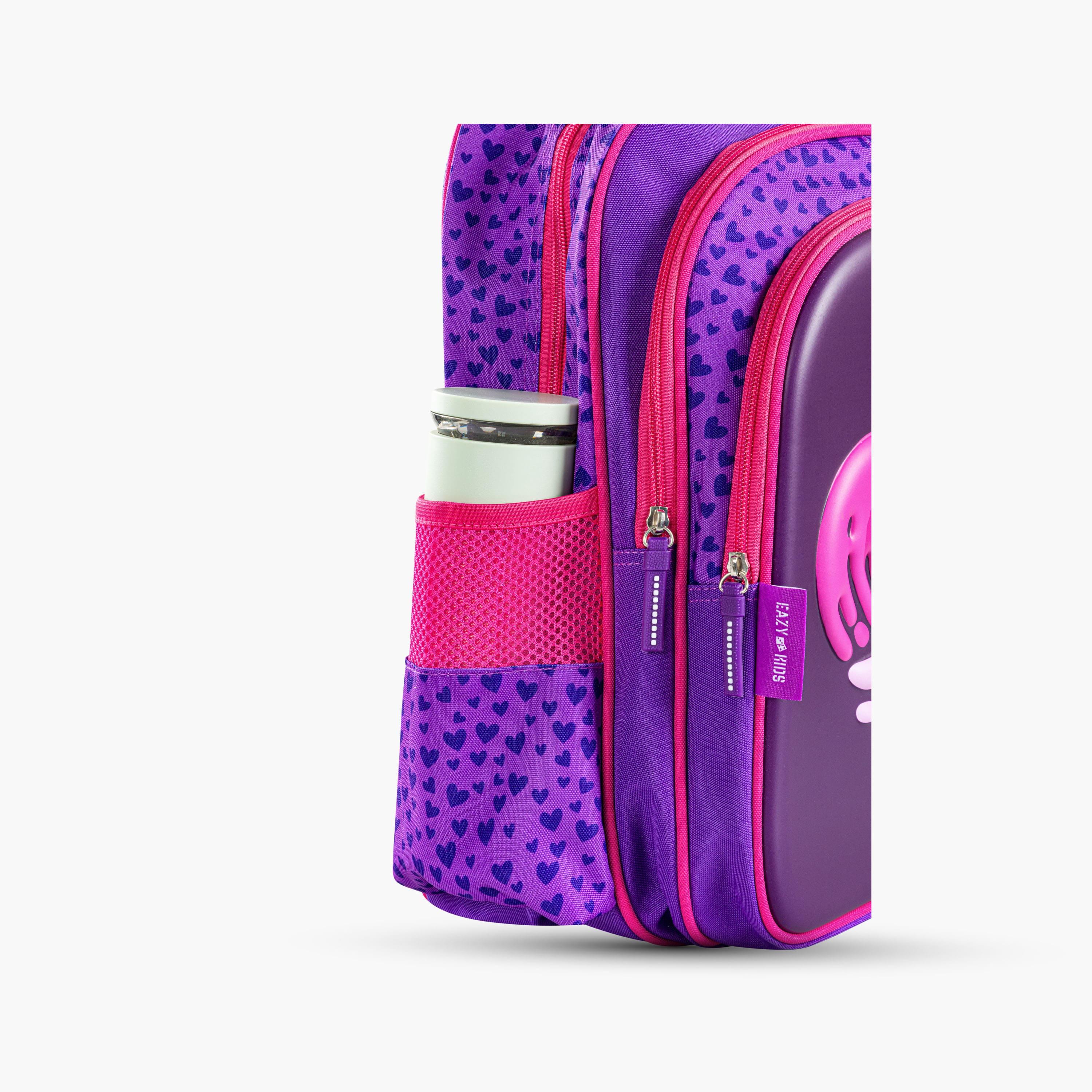 حقيبة مدرسية إيزي كيدز مع عربة - 16 بوصة - حب وعناق - بنفسجي-school-bagsandbackpacks-trolleybags-image-12