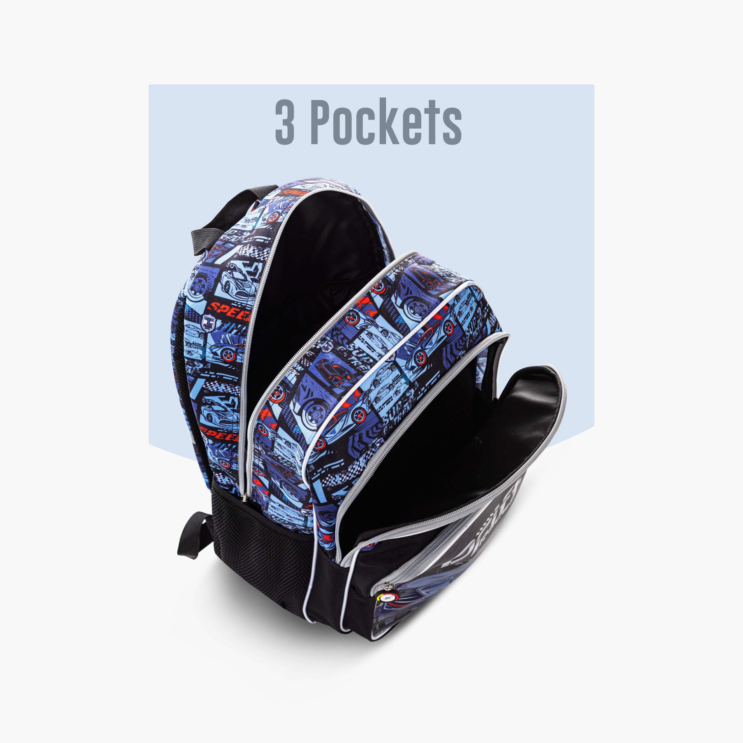 Eazy Kids 4-Piece Backpack with Trolley, Lunch Bag & Pencil Case - 18 Inch - Car Racing - Blue-school-bagsandbackpacks-trolleybags-image-11