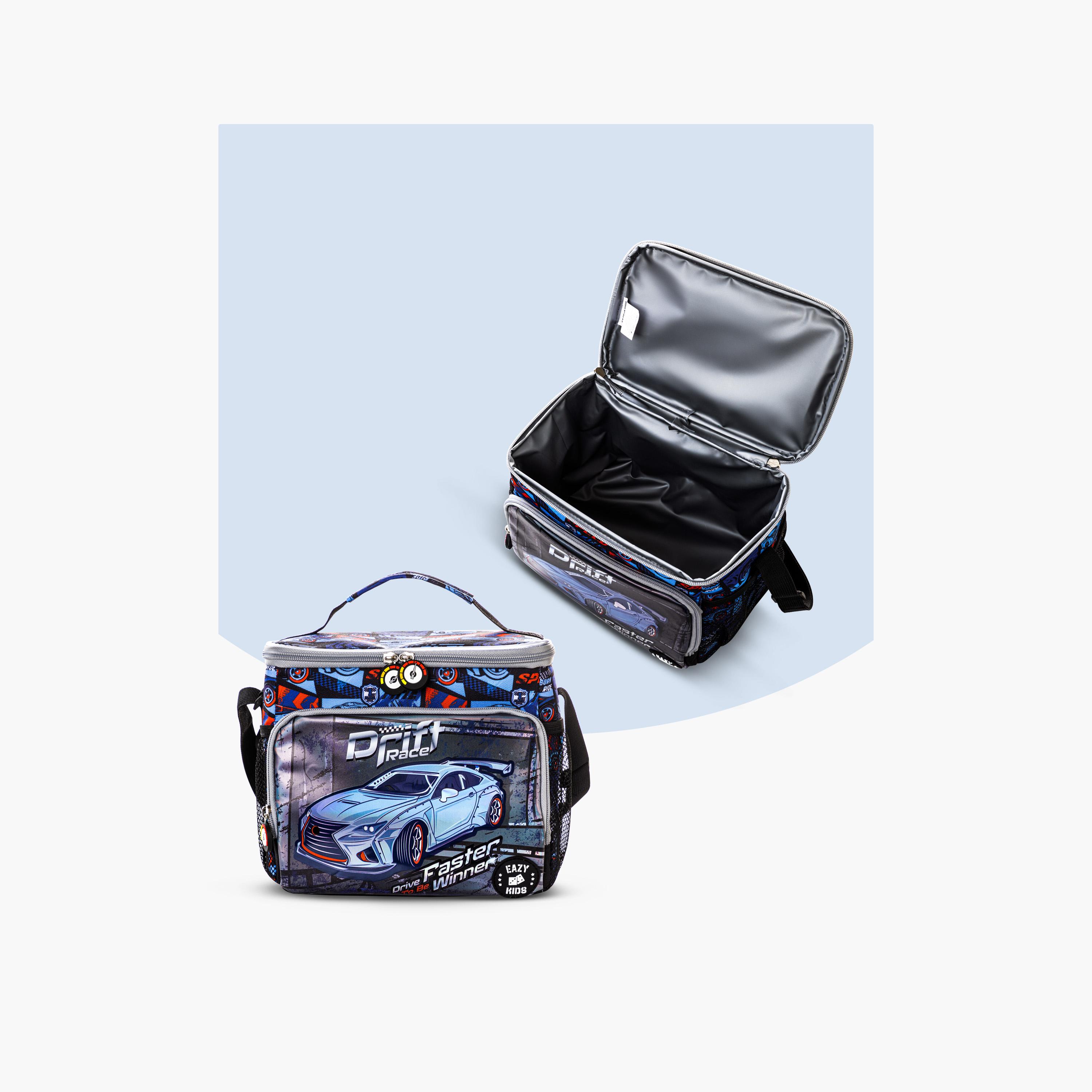 Eazy Kids 4-Piece Backpack with Trolley, Lunch Bag & Pencil Case - 18 Inch - Car Racing - Blue-school-bagsandbackpacks-trolleybags-image-12