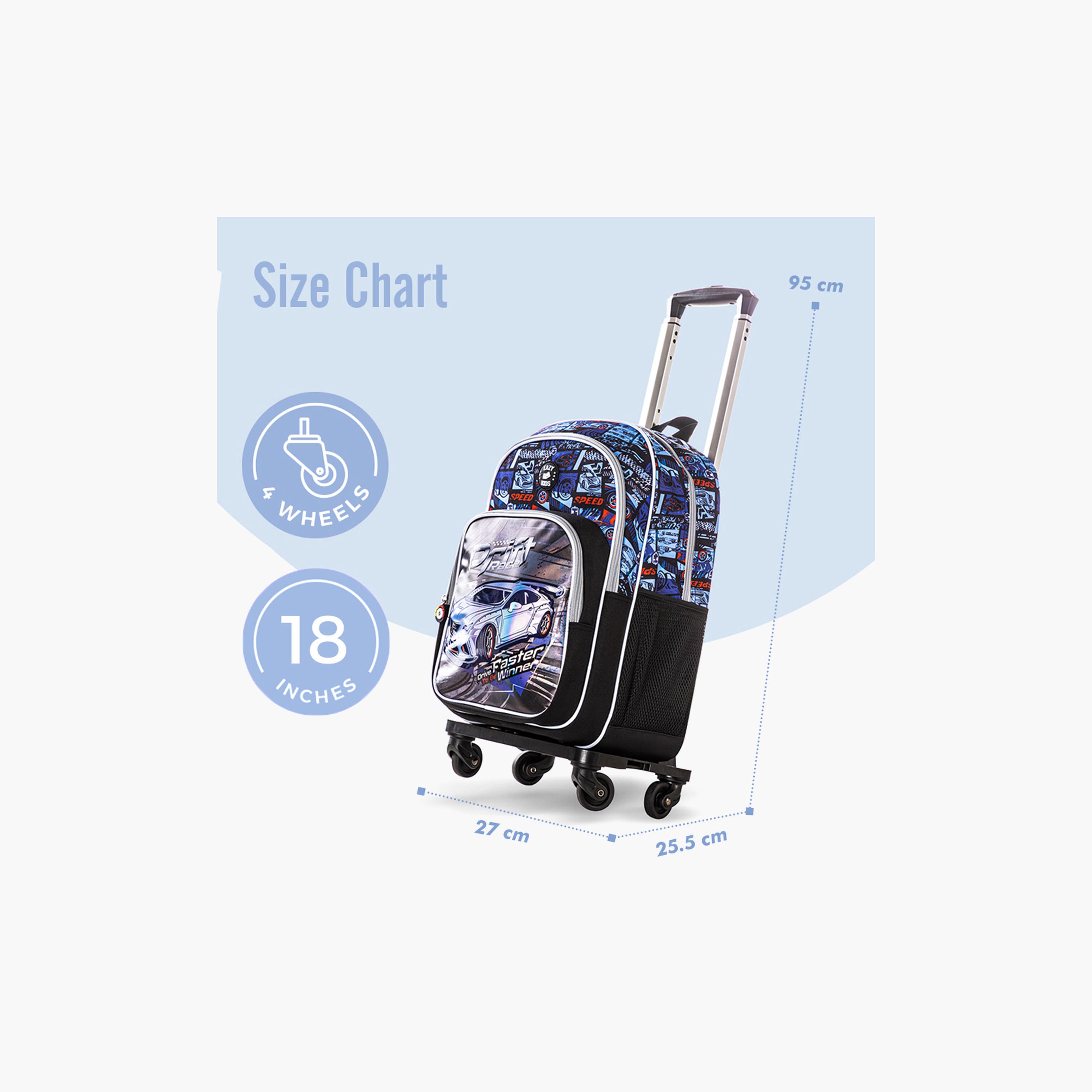 Eazy Kids 4-Piece Backpack with Trolley, Lunch Bag & Pencil Case - 18 Inch - Car Racing - Blue-school-bagsandbackpacks-trolleybags-image-6