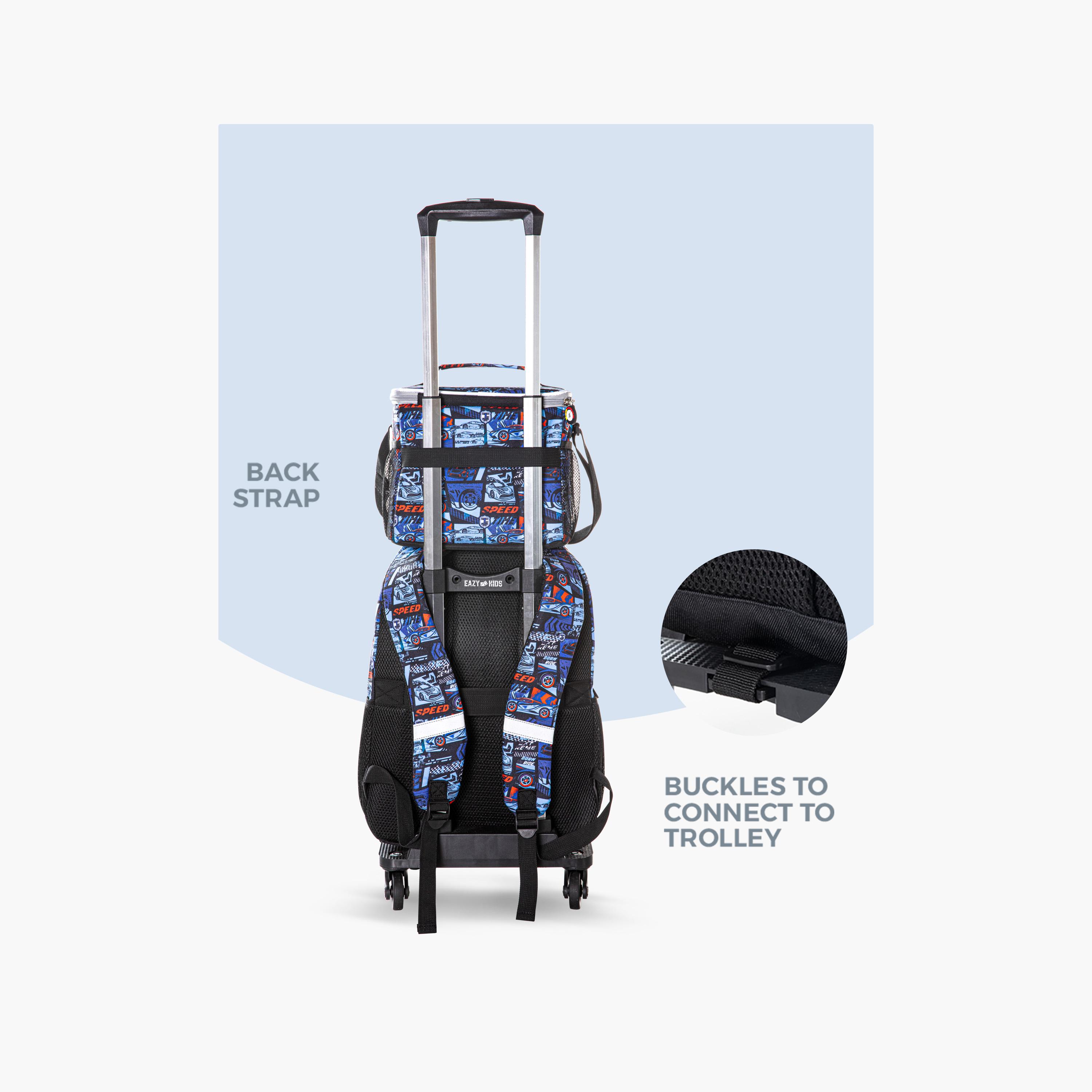 Eazy Kids 4-Piece Backpack with Trolley, Lunch Bag & Pencil Case - 18 Inch - Car Racing - Blue-school-bagsandbackpacks-trolleybags-image-8