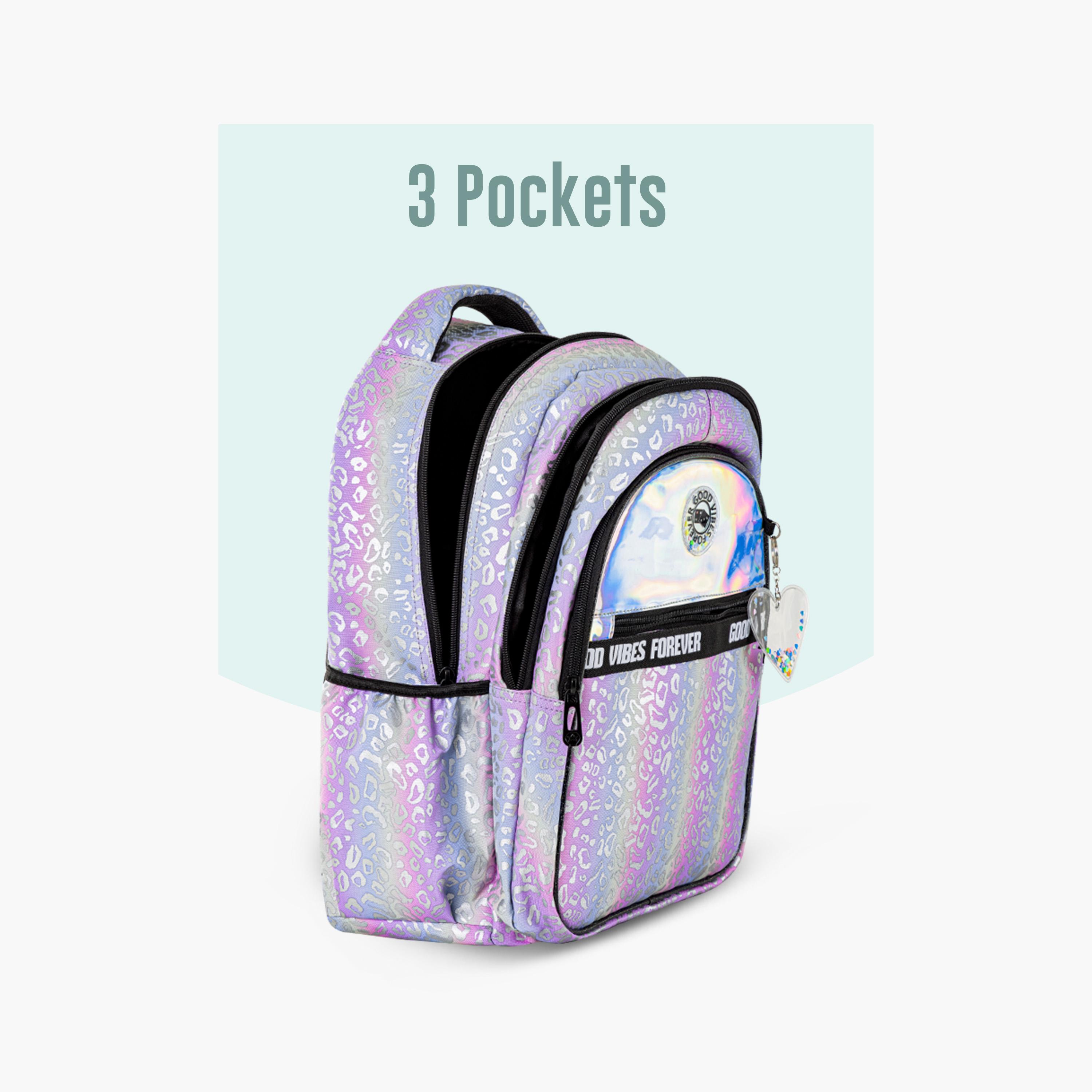 Eazy Kids School Bag with Trolley, Lunch Bag & Pencil Case - 17 Inch - Good Vibes - Silver-school-bagsandbackpacks-trolleybags-image-13