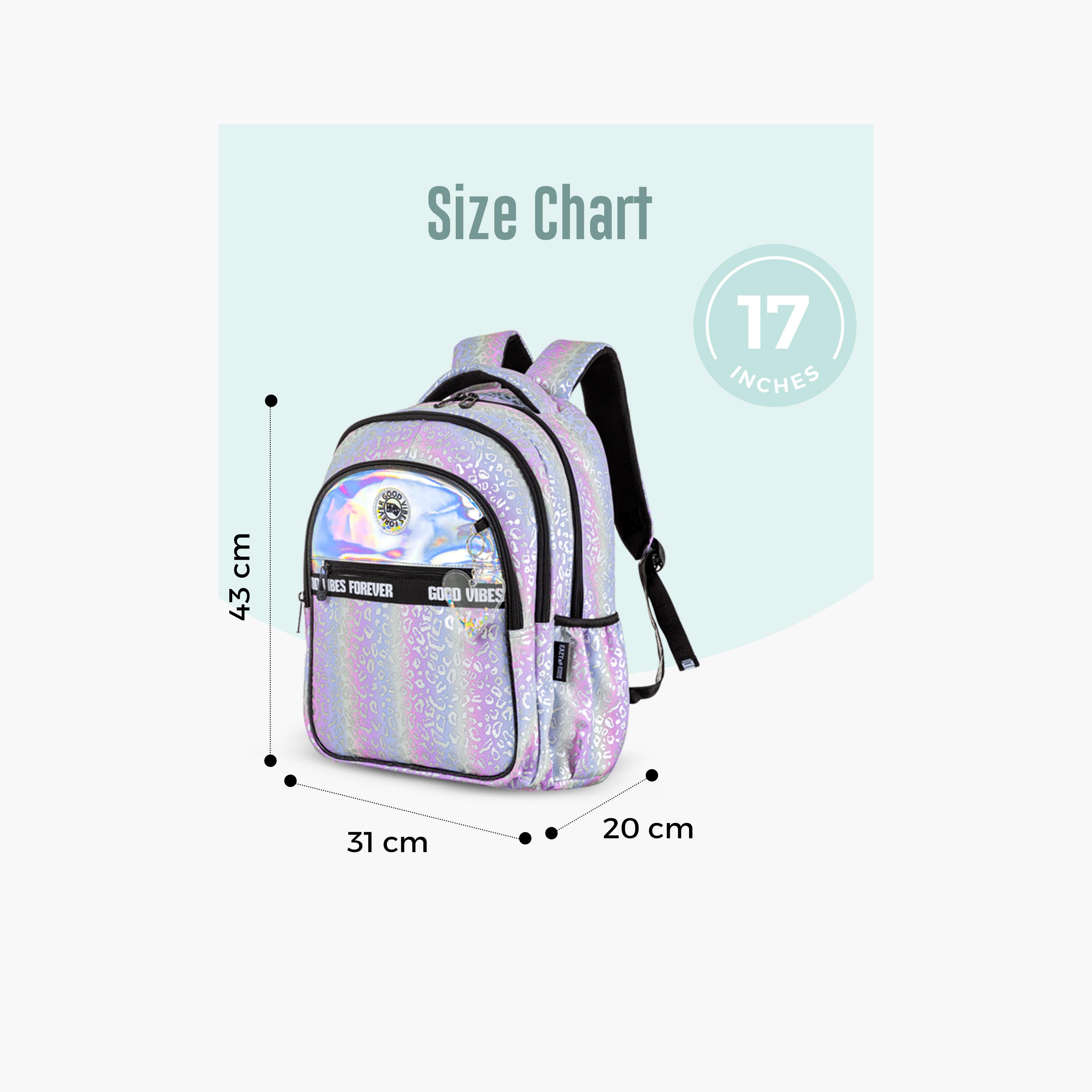Eazy Kids School Bag with Trolley, Lunch Bag & Pencil Case - 17 Inch - Good Vibes - Silver-school-bagsandbackpacks-trolleybags-image-5