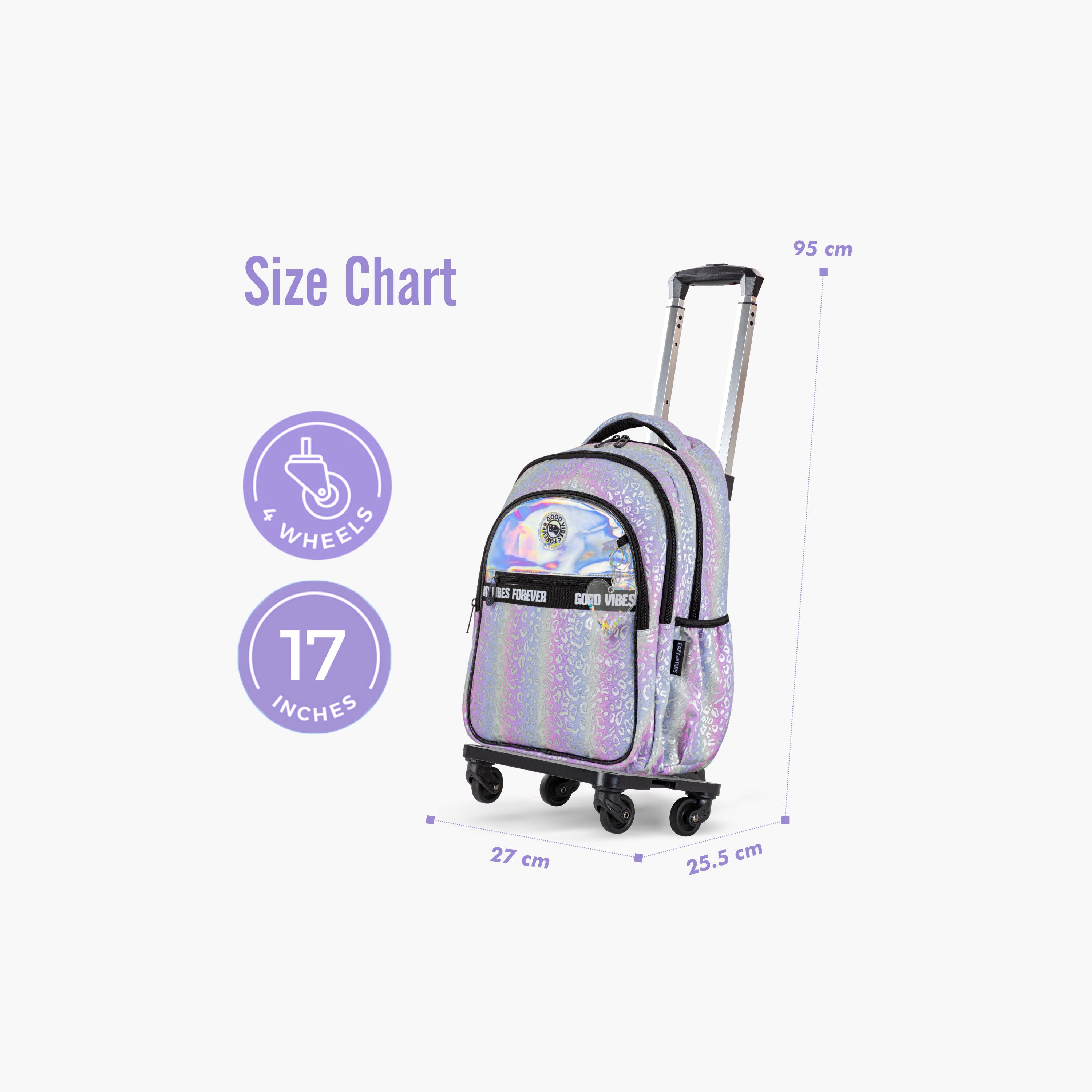 Eazy Kids School Bag with Trolley, Lunch Bag & Pencil Case - 17 Inch - Good Vibes - Silver-school-bagsandbackpacks-trolleybags-image-6