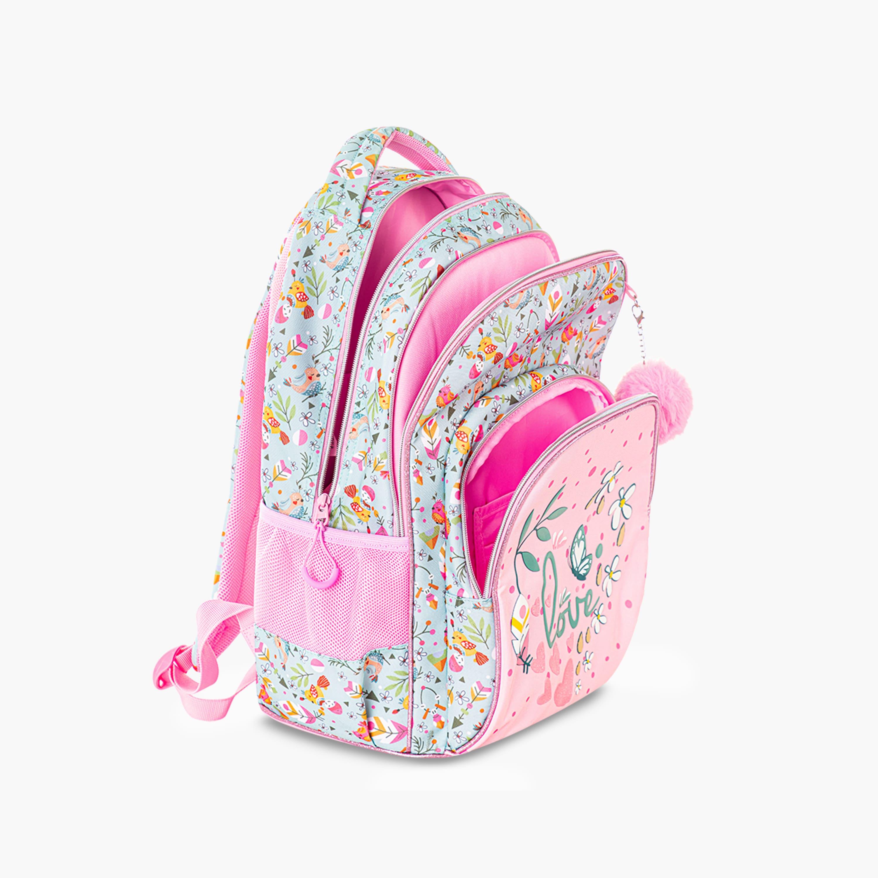 Eazy Kids School Bag with Trolley & Pencil Pouch - 17 Inch - Love - Pink-school-bagsandbackpacks-trolleybags-image-11
