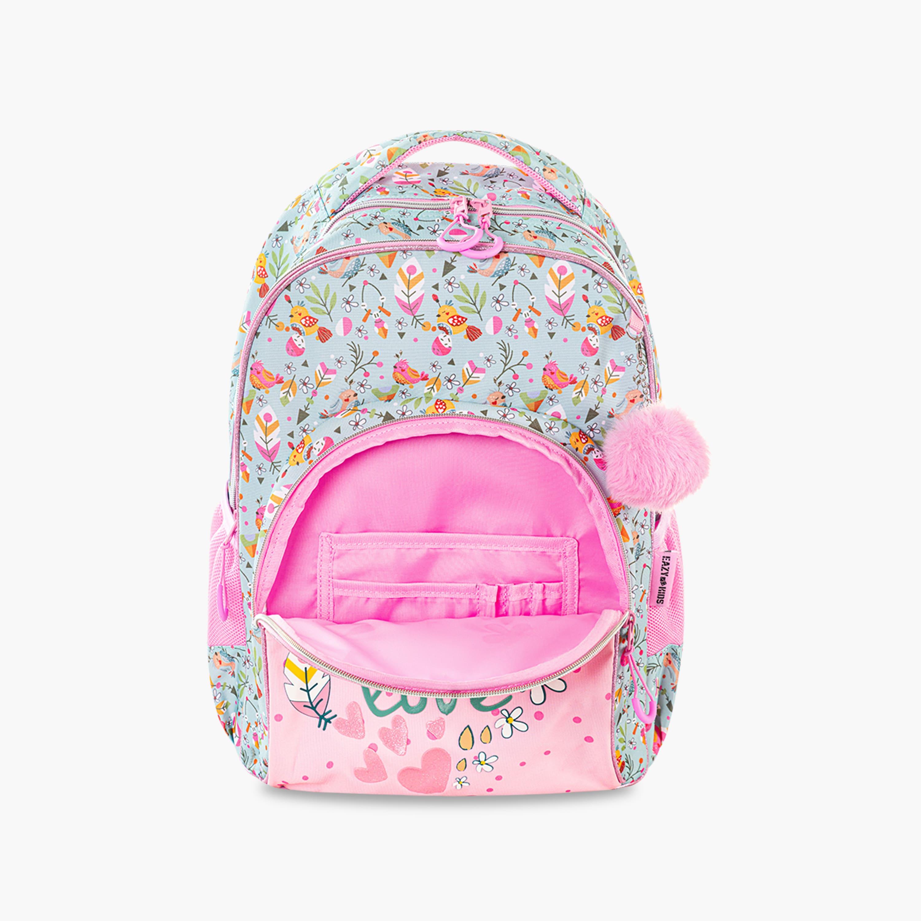 Eazy Kids School Bag with Trolley & Pencil Pouch - 17 Inch - Love - Pink-school-bagsandbackpacks-trolleybags-image-13