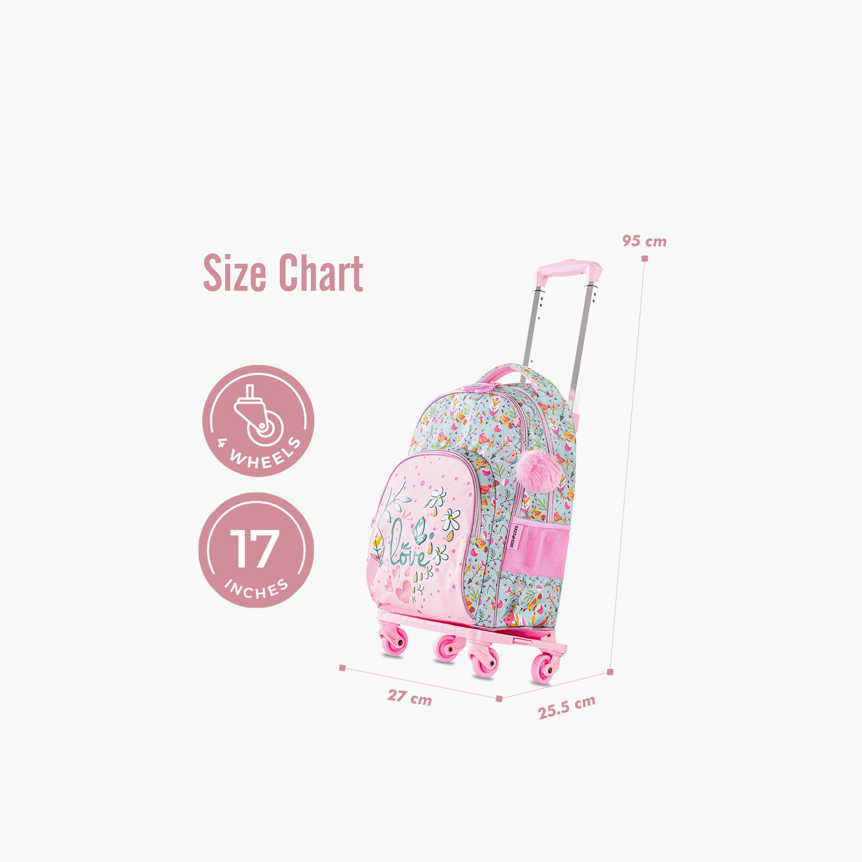 Eazy Kids School Bag with Trolley & Pencil Pouch - 17 Inch - Love - Pink-school-bagsandbackpacks-trolleybags-image-6