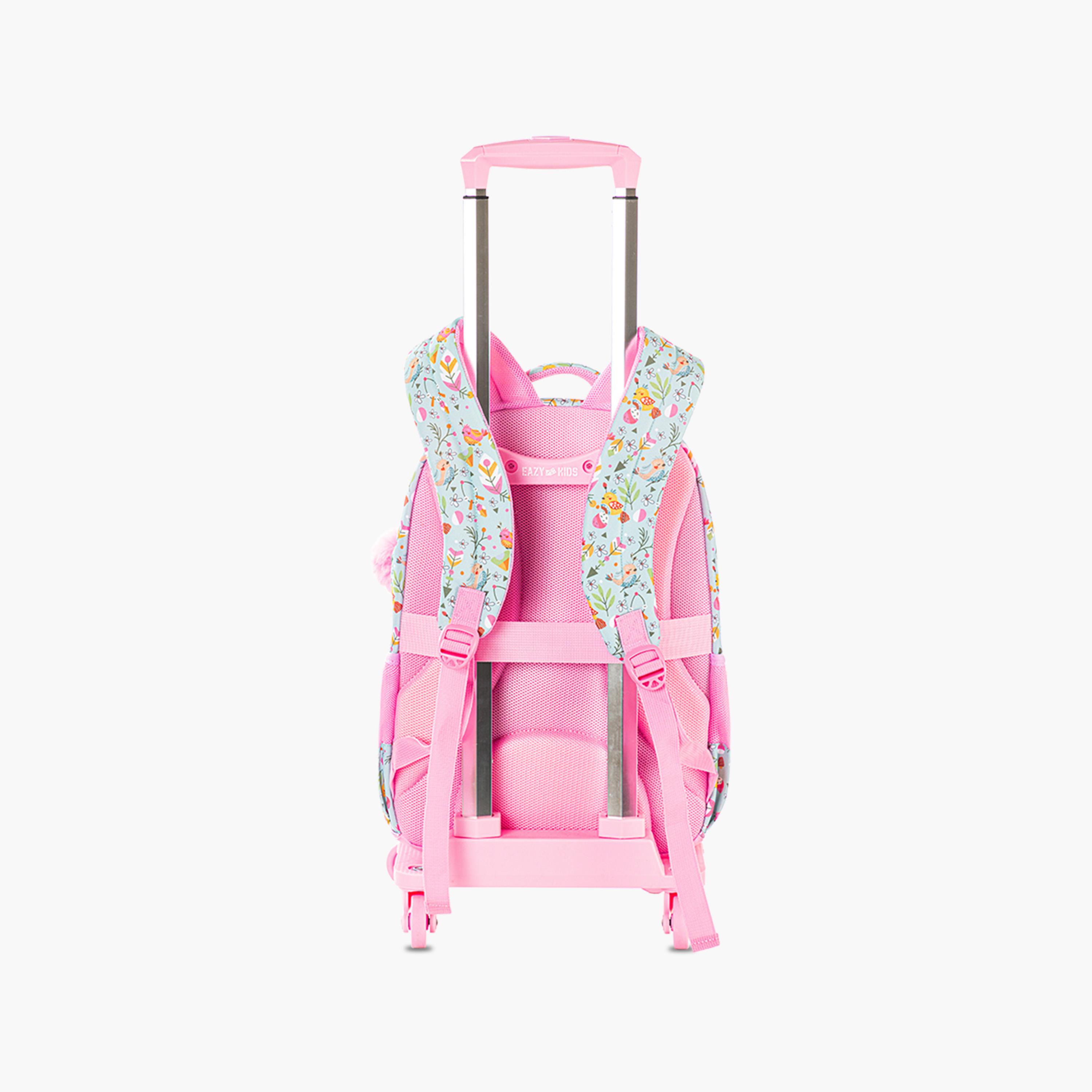 Eazy Kids School Bag with Trolley & Pencil Pouch - 17 Inch - Love - Pink-school-bagsandbackpacks-trolleybags-image-8
