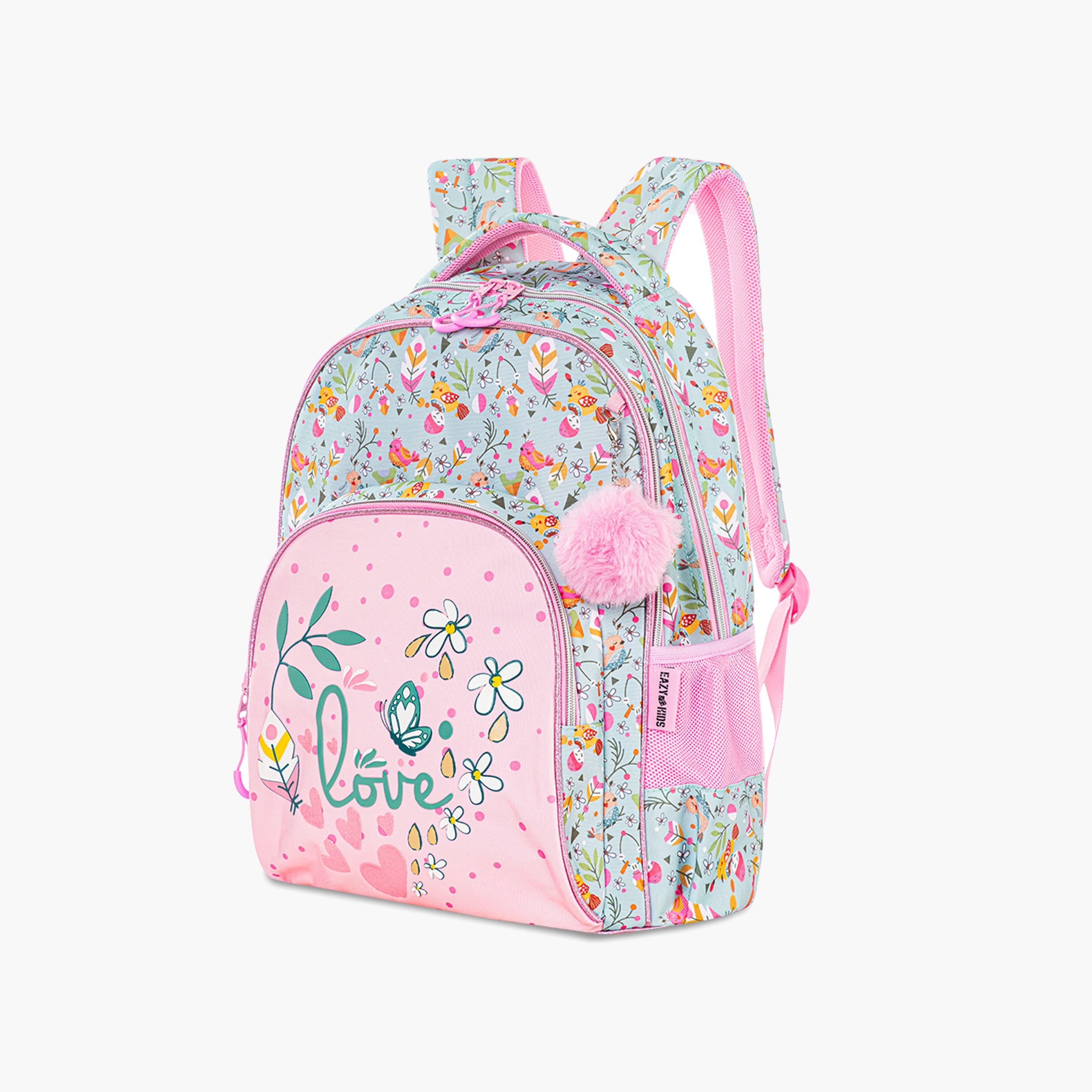 Eazy Kids School Bag with Trolley & Pencil Pouch - 17 Inch - Love - Pink-school-bagsandbackpacks-trolleybags-image-9