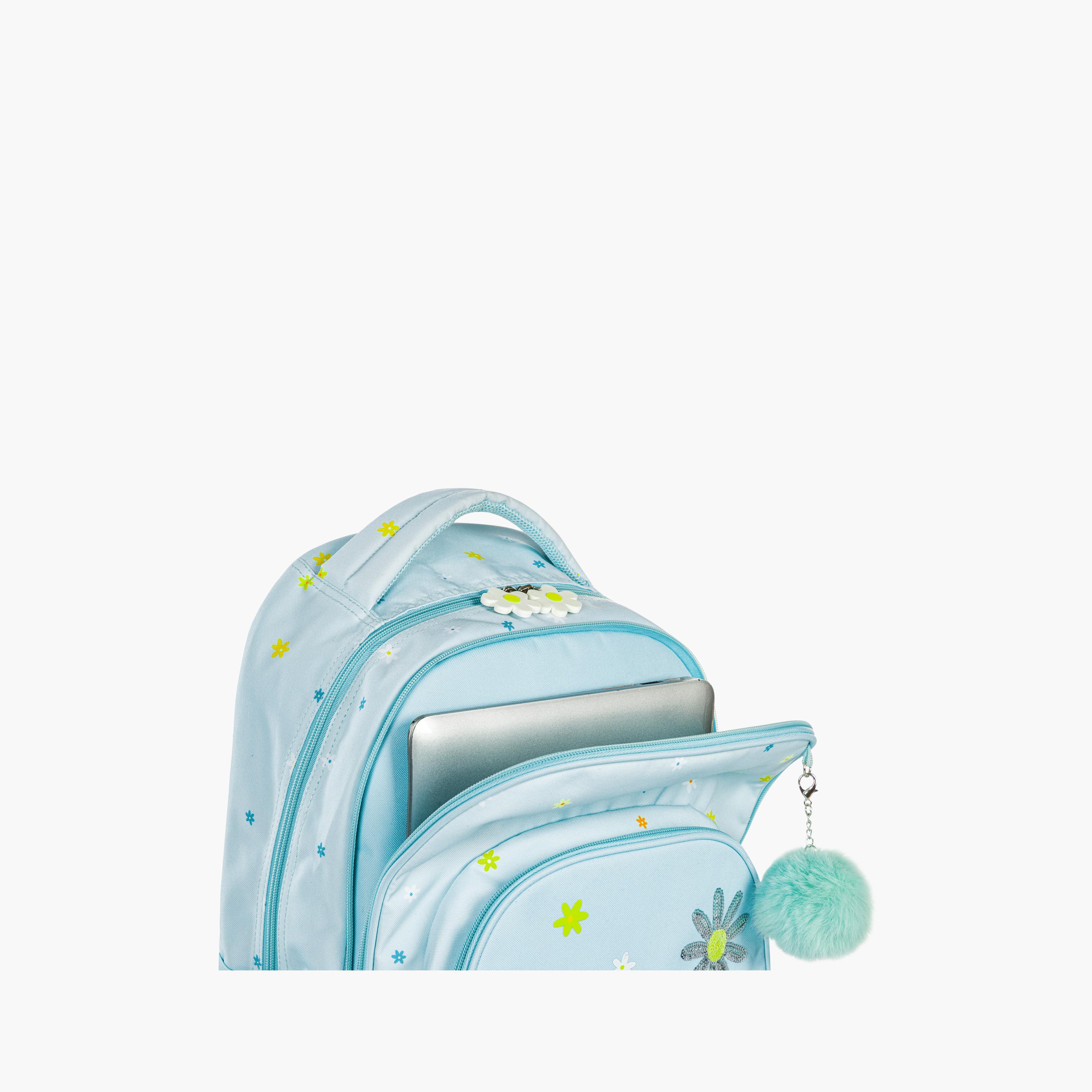 Eazy Kids School Bag with Trolley, Lunch Bag & Pencil Pouch - 17 Inch - Little Daisy - Green-school-bagsandbackpacks-trolleybags-image-11