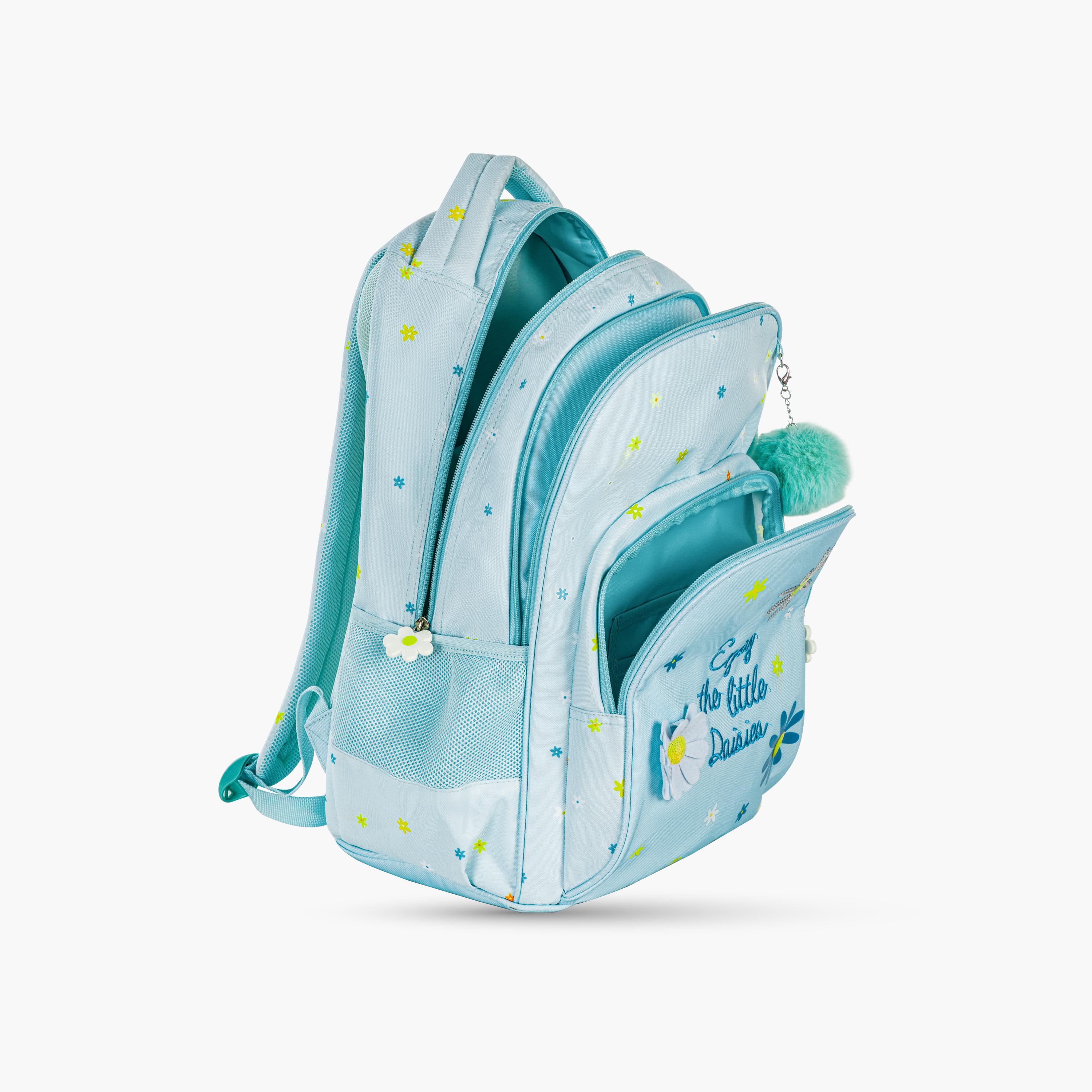 Eazy Kids School Bag with Trolley, Lunch Bag & Pencil Pouch - 17 Inch - Little Daisy - Green-school-bagsandbackpacks-trolleybags-image-12