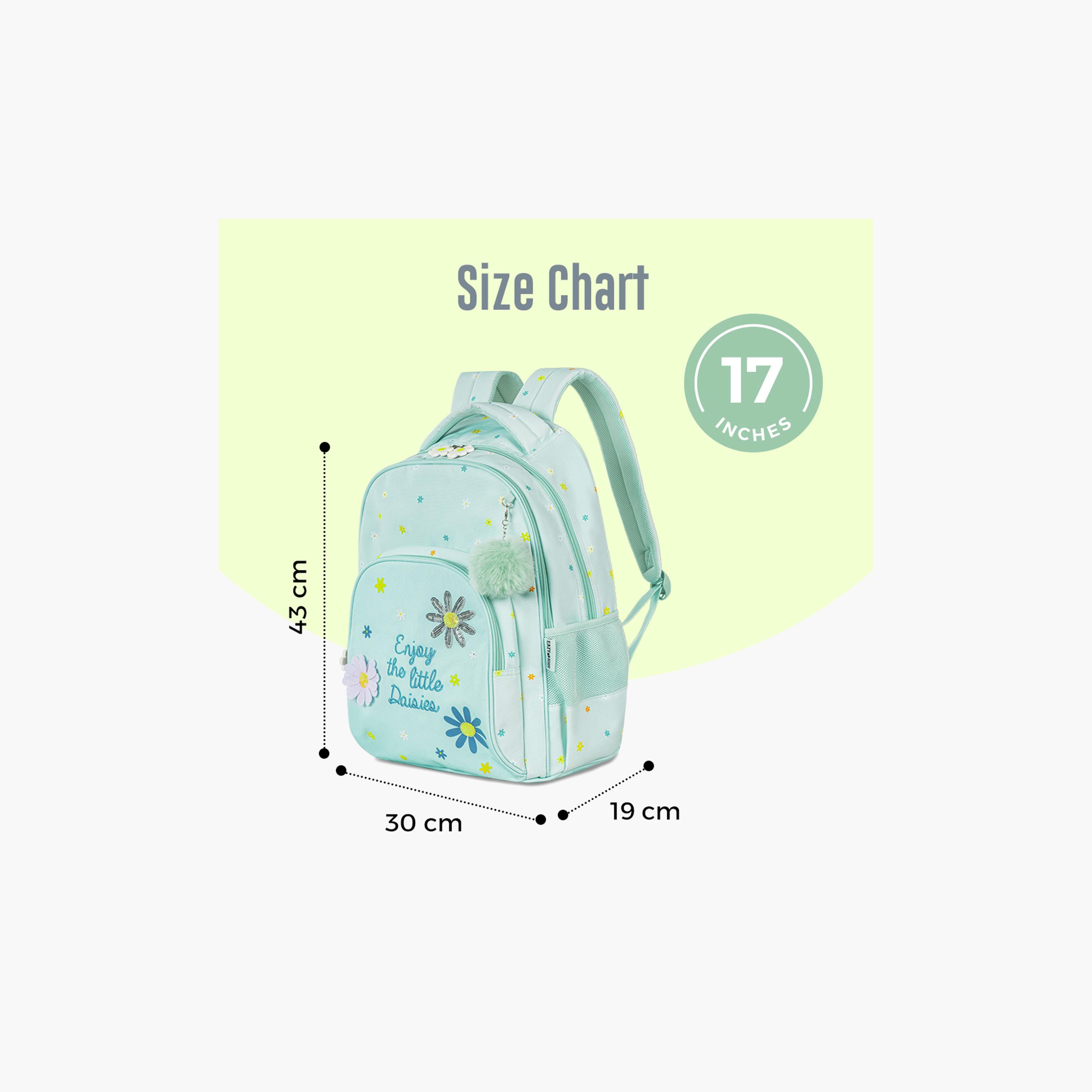Eazy Kids School Bag with Trolley, Lunch Bag & Pencil Pouch - 17 Inch - Little Daisy - Green-school-bagsandbackpacks-trolleybags-image-6