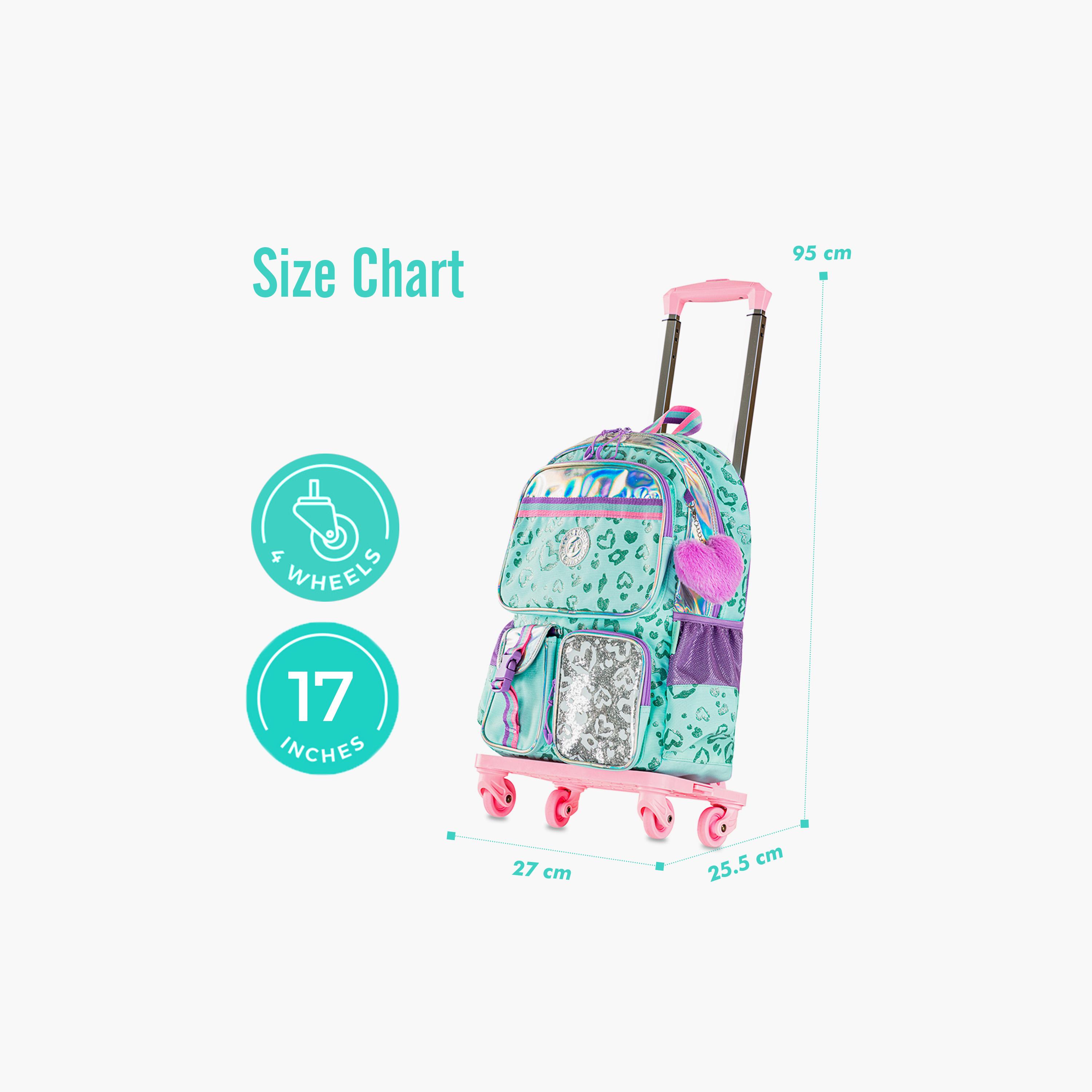 Eazy Kids School Bag with Trolley, Lunch Bag & Pencil Pouch - 17 Inch - Love - Green-school-bagsandbackpacks-trolleybags-image-7