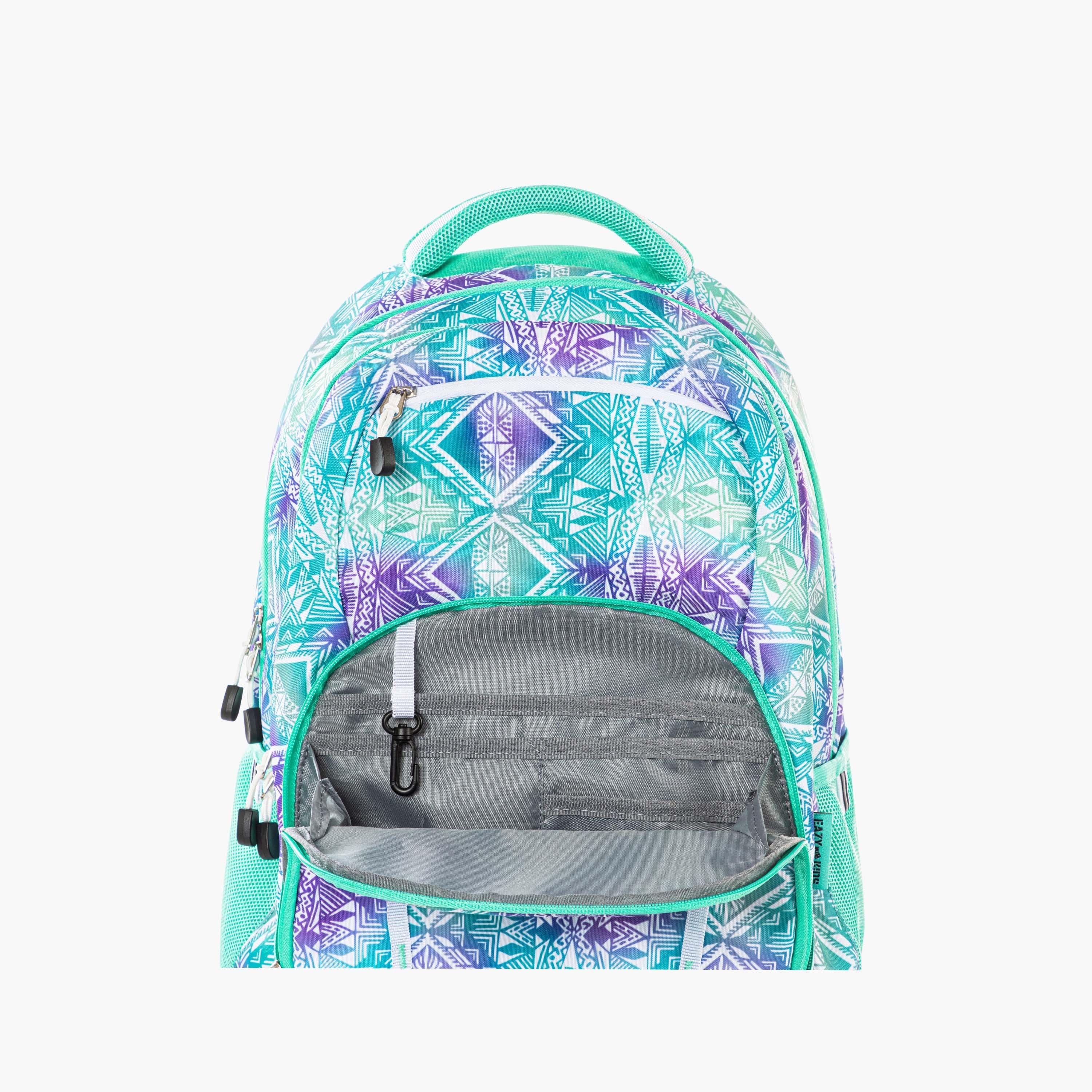 Eazy Kids School Bag with Trolley - 18 Inch - Geometrical - Green-school-bagsandbackpacks-trolleybags-image-11
