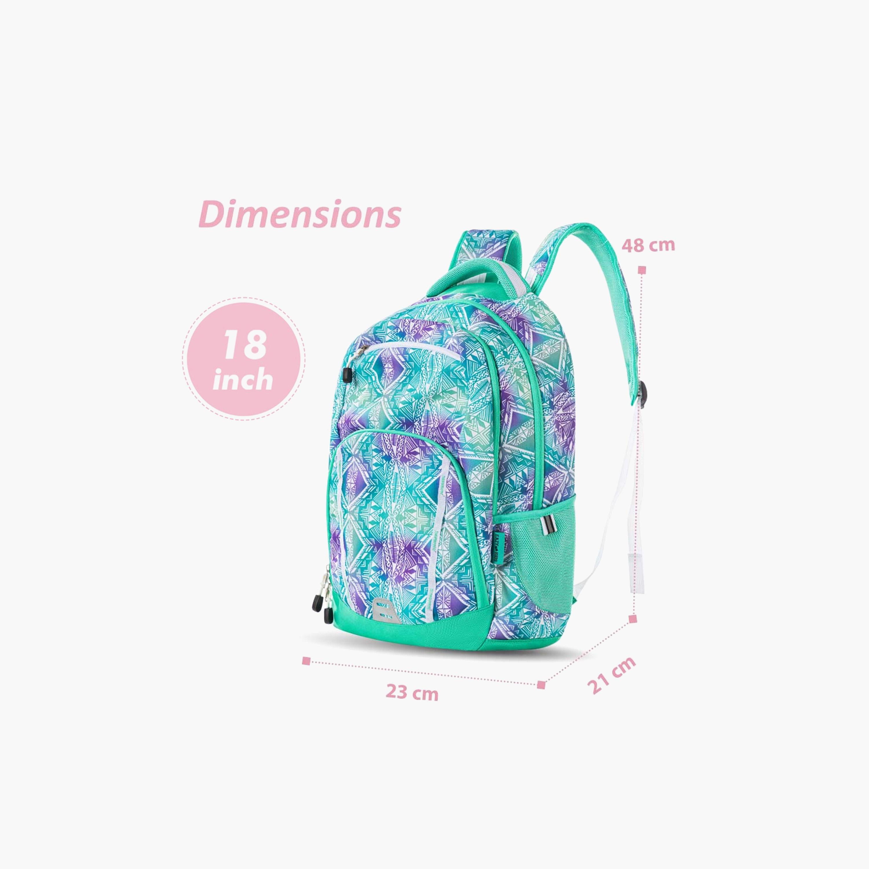 Eazy Kids School Bag with Trolley - 18 Inch - Geometrical - Green-school-bagsandbackpacks-trolleybags-image-4