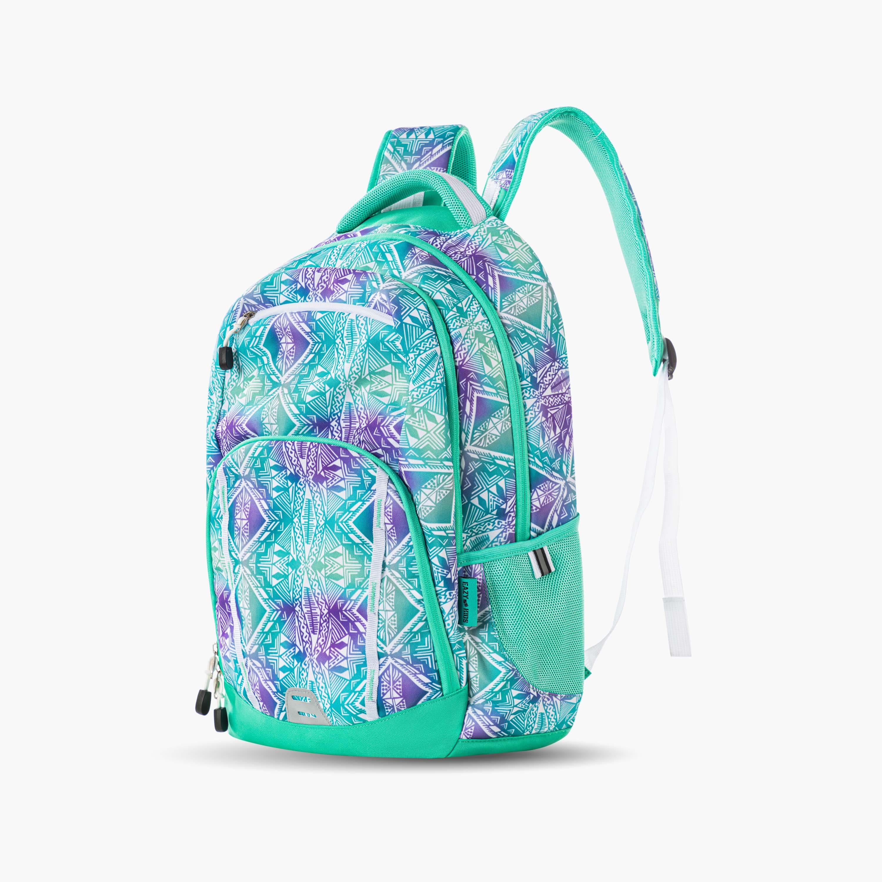 Eazy Kids School Bag with Trolley - 18 Inch - Geometrical - Green-school-bagsandbackpacks-trolleybags-image-8