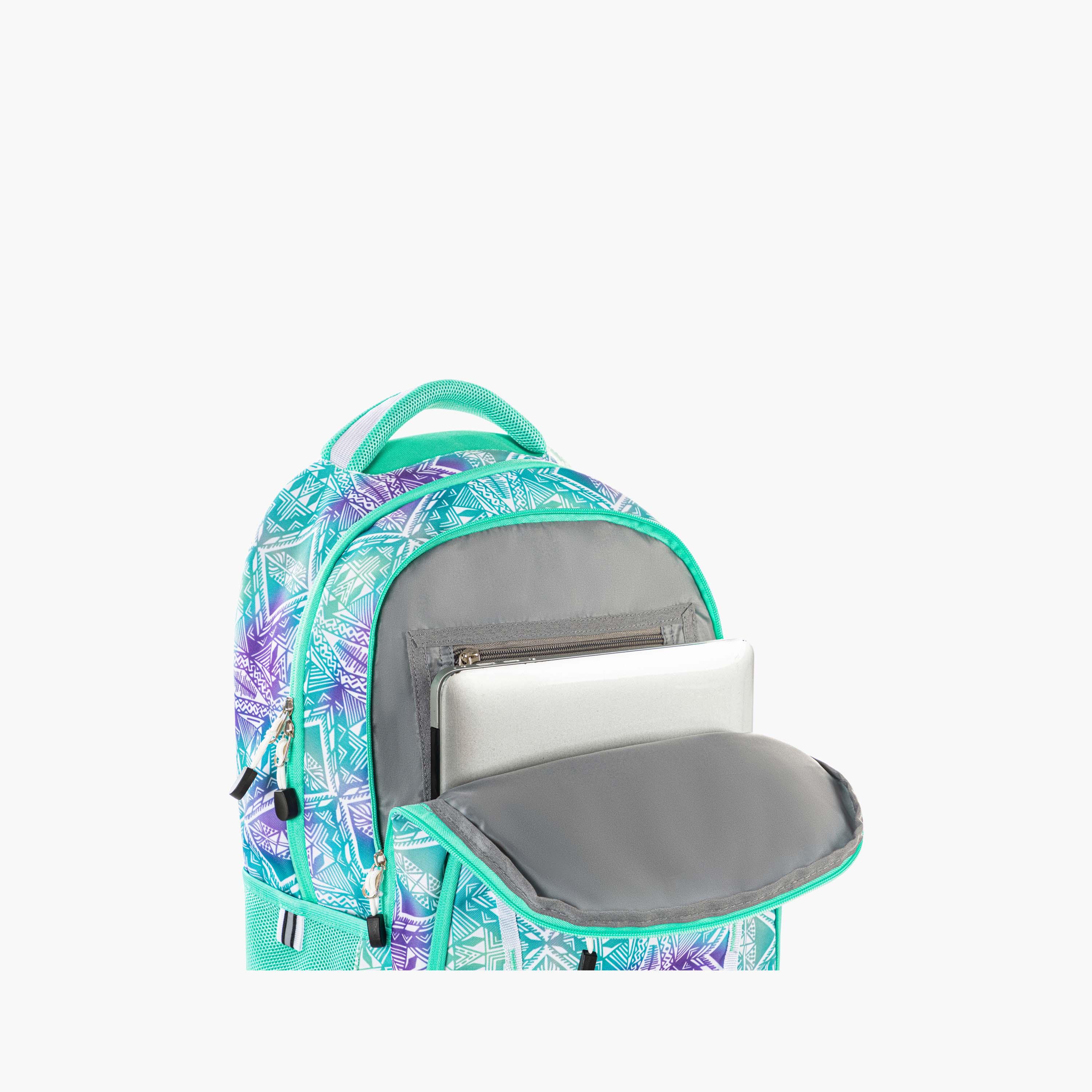 Eazy Kids School Bag with Trolley - 18 Inch - Geometrical - Green-school-bagsandbackpacks-trolleybags-image-9