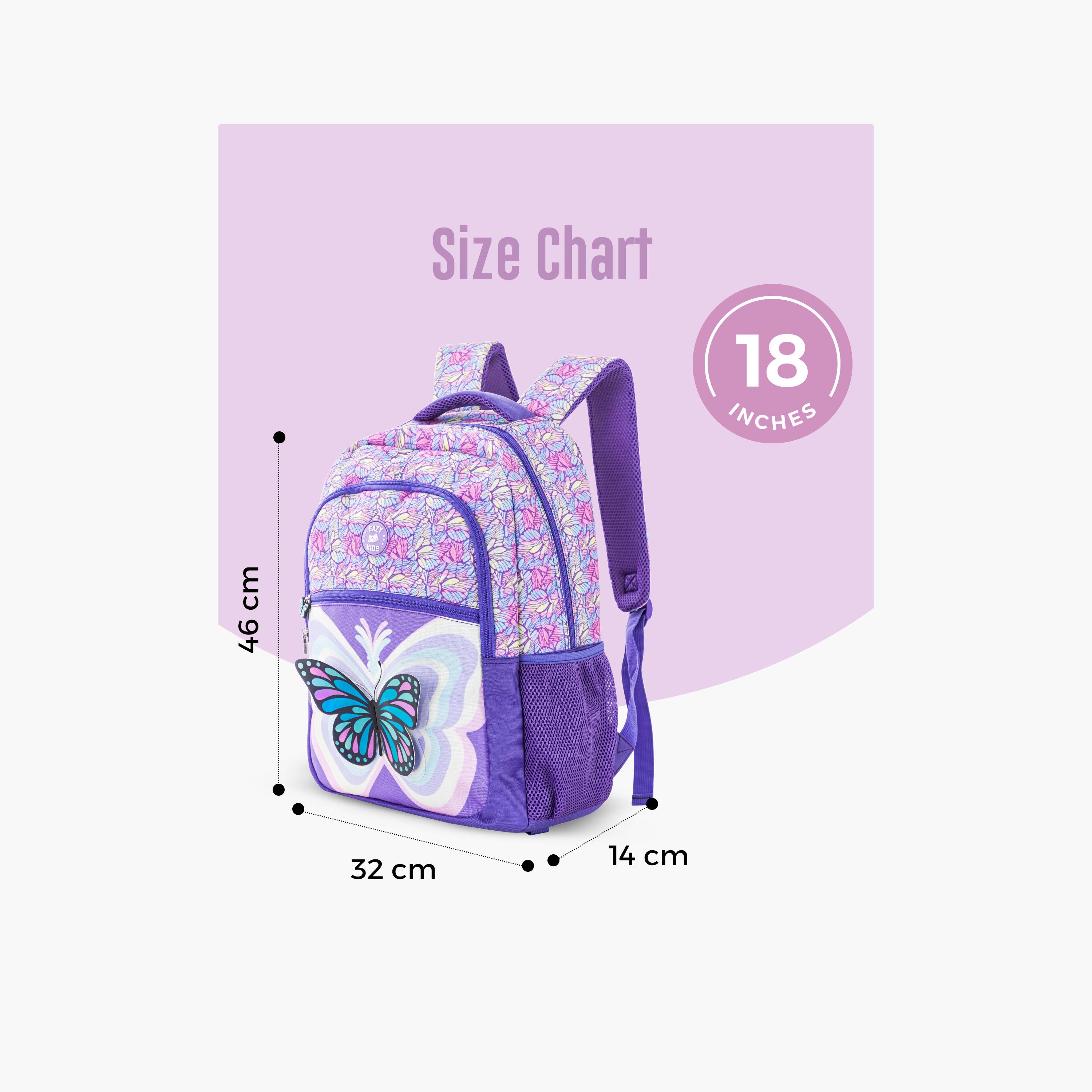 Eazy Kids 4-Piece Backpack with Trolley, Lunch Bag & Pencil Case - 18 Inch - 3D Butterfly - Purple-school-bagsandbackpacks-trolleybags-image-5