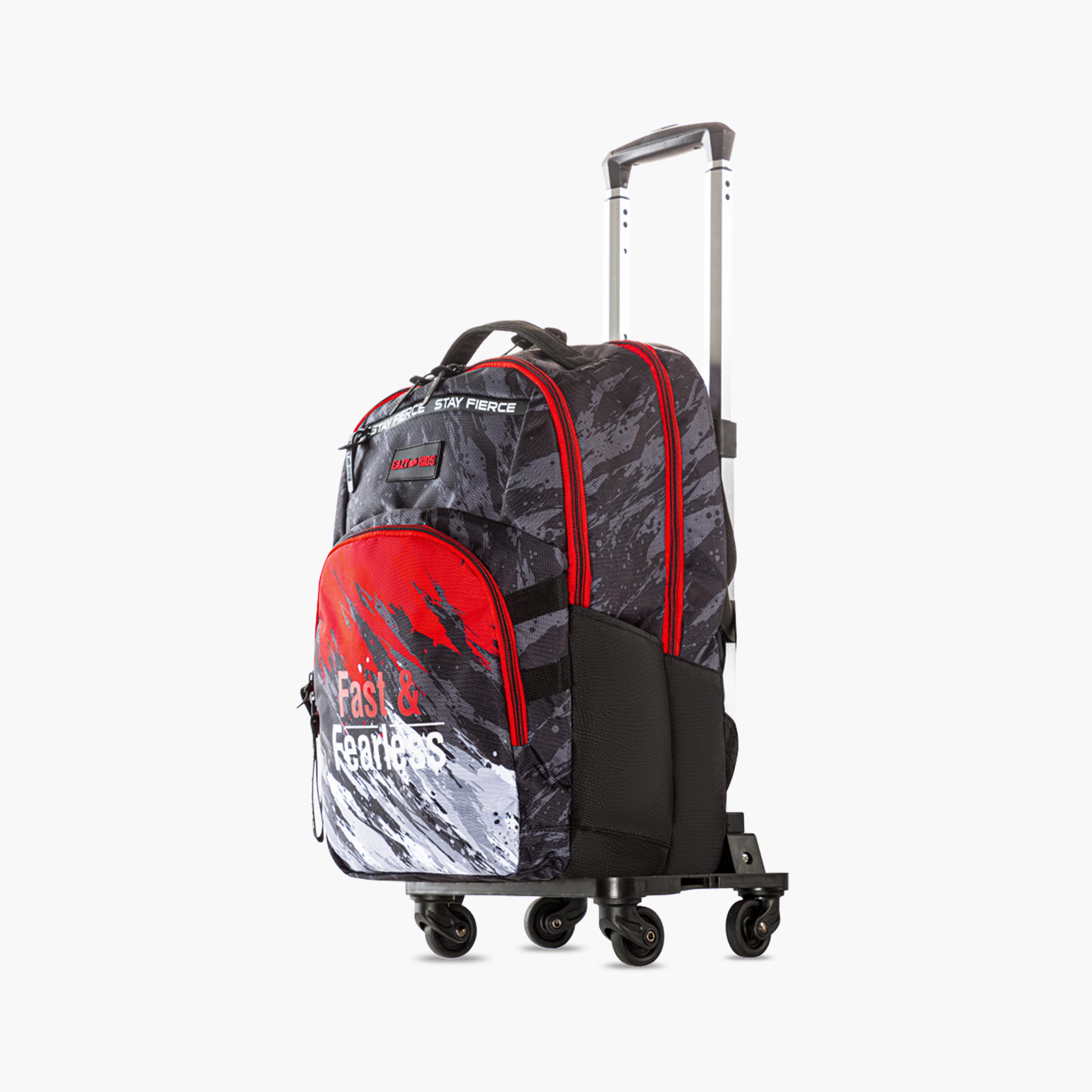 Eazy Kids School Bag with Trolley & Laptop Compartment - 20 Inch - Fast & Fearless - Green-school-bagsandbackpacks-trolleybags-image-1