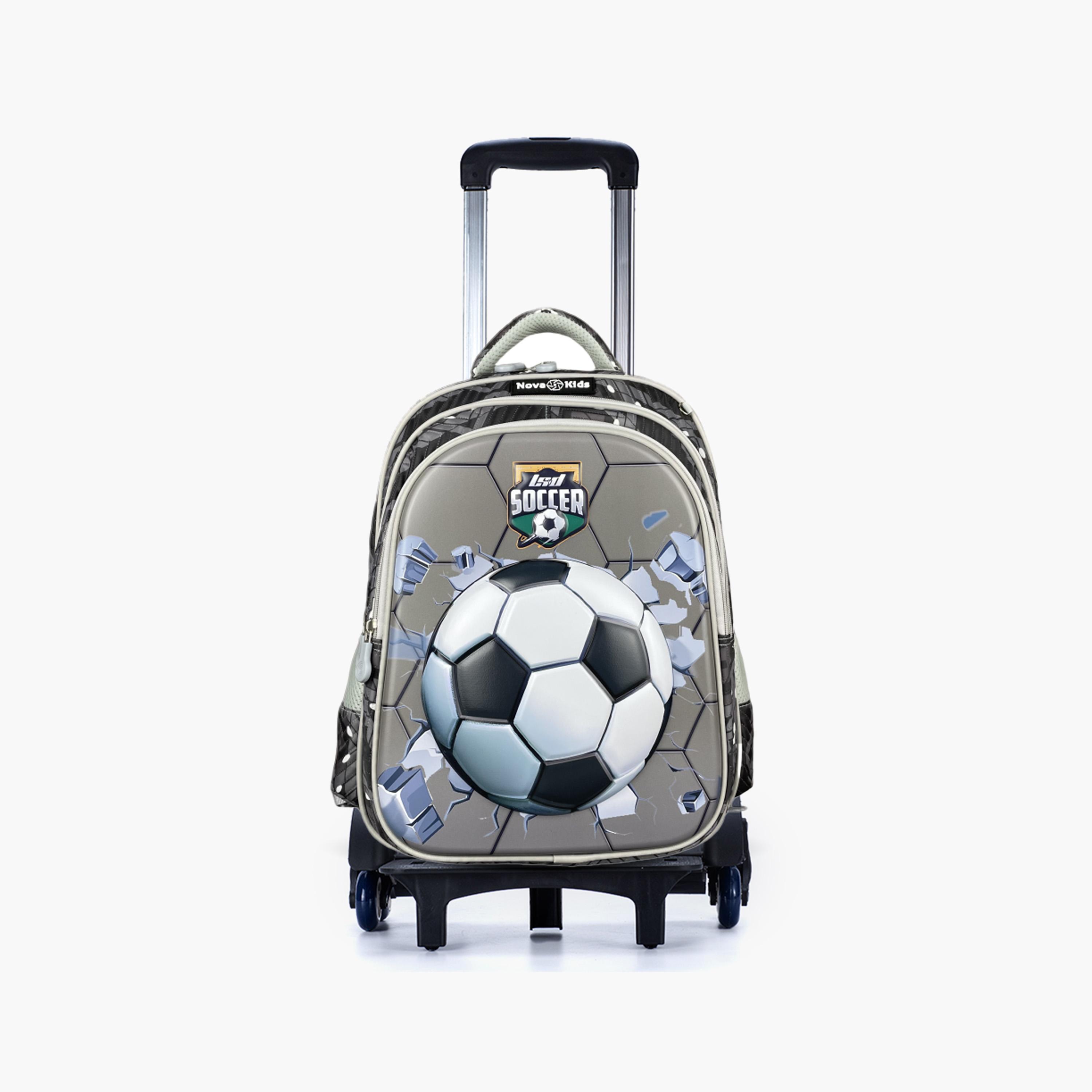 حقيبة مدرسية ثلاثية الأبعاد من نوفا كيدز مع عربة - 16.5 بوصة - كرة قدم - رمادي-school-bagsandbackpacks-trolleybags-image-10