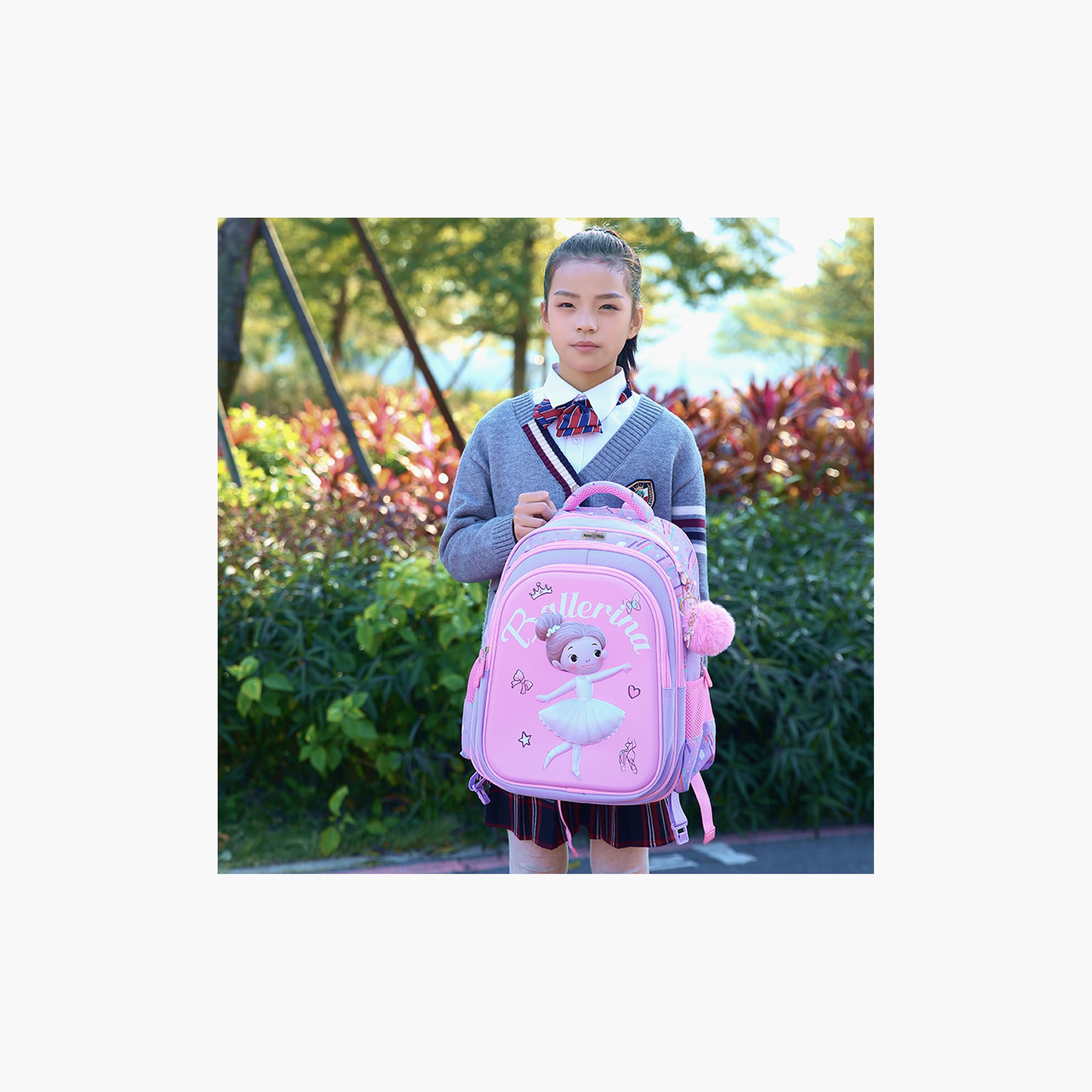 Nova Kids 3D School Bag with Trolley - 16.5 Inch - Ballerina - Pink-school-bagsandbackpacks-trolleybags-image-10