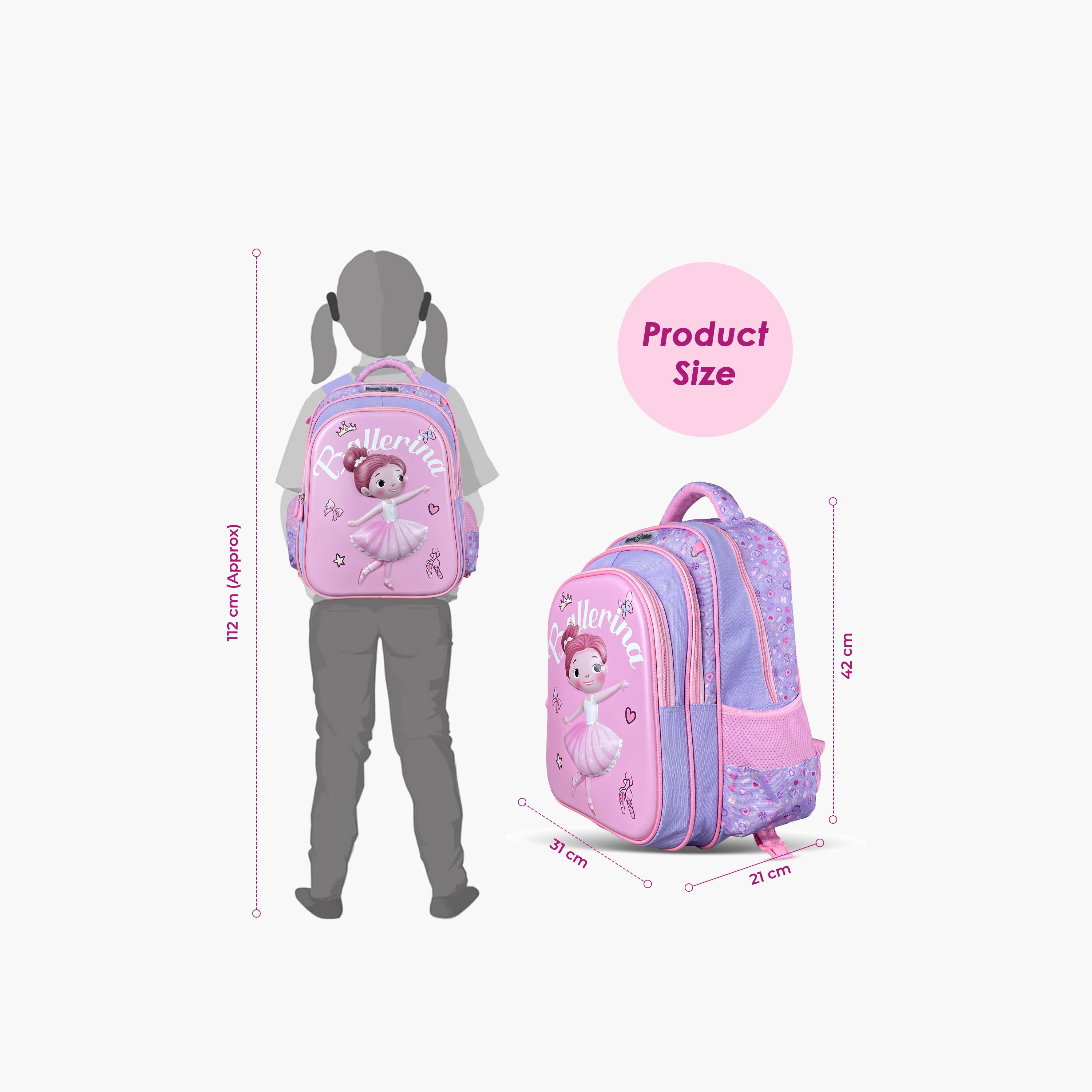 Nova Kids 3D School Bag with Trolley - 16.5 Inch - Ballerina - Pink-school-bagsandbackpacks-trolleybags-image-3