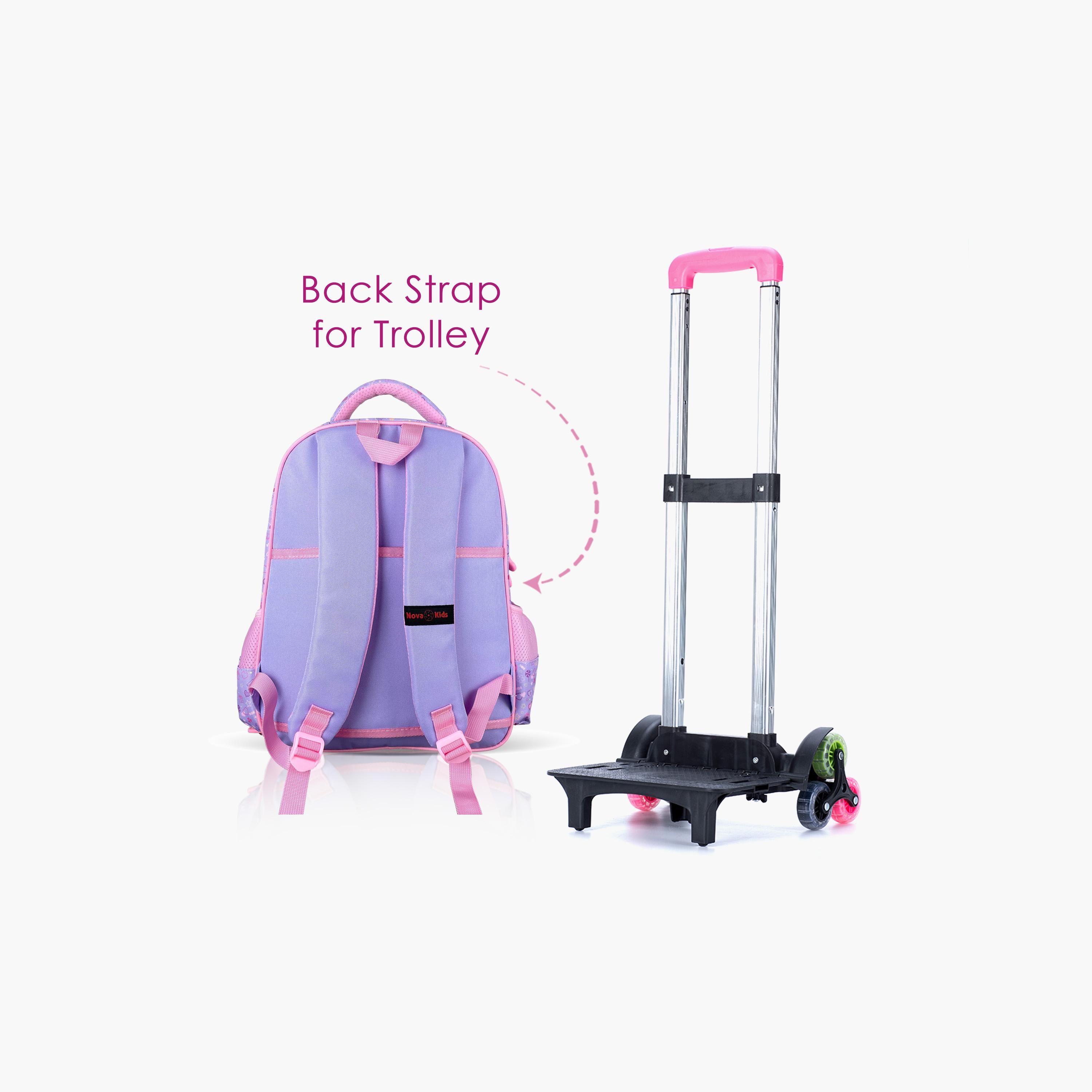 Nova Kids 3D School Bag with Trolley - 16.5 Inch - Ballerina - Pink-school-bagsandbackpacks-trolleybags-image-5