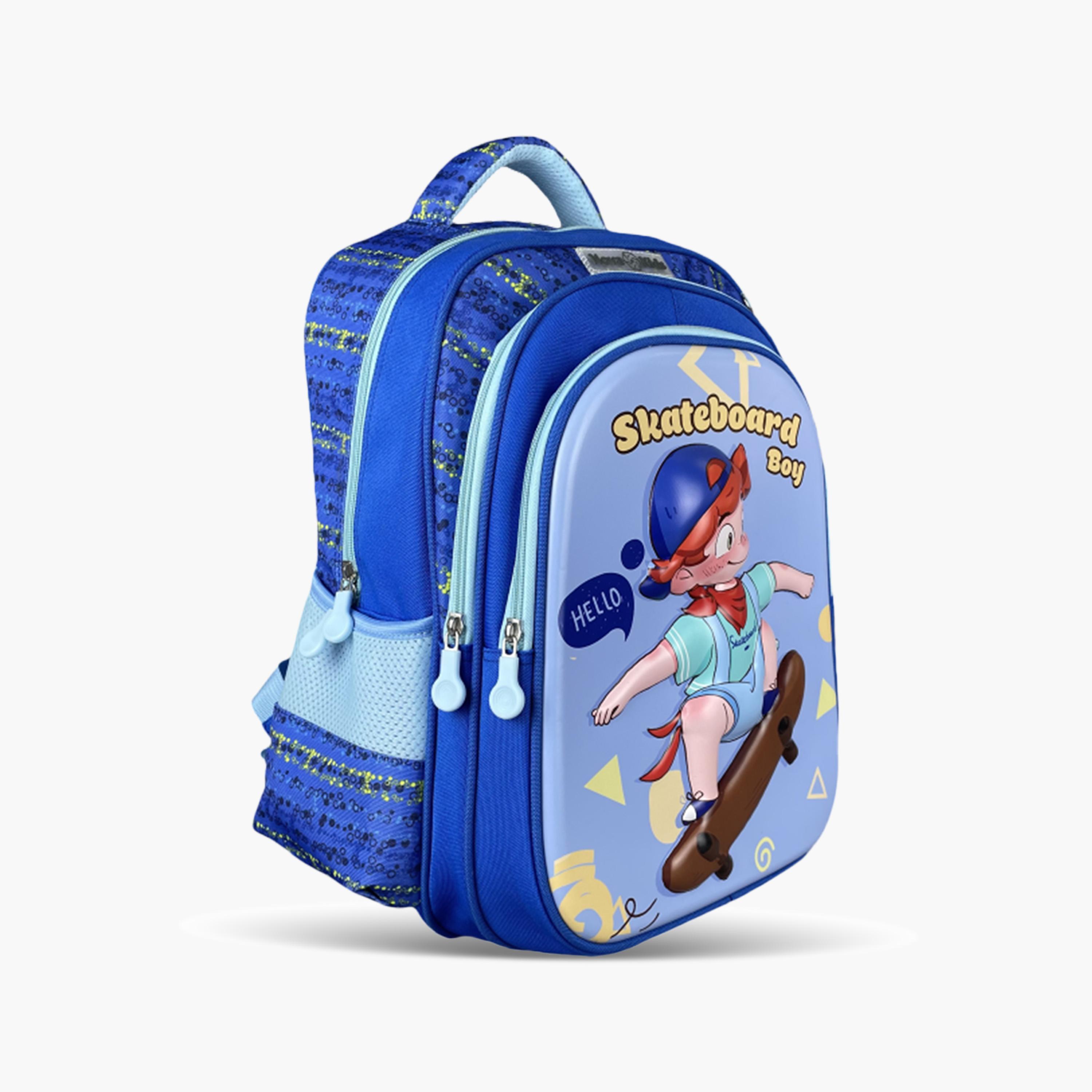 حقيبة مدرسية ثلاثية الأبعاد من نوفا كيدز مع عربة - 16.5 بوصة - متزلج - أزرق-school-bagsandbackpacks-trolleybags-image-6