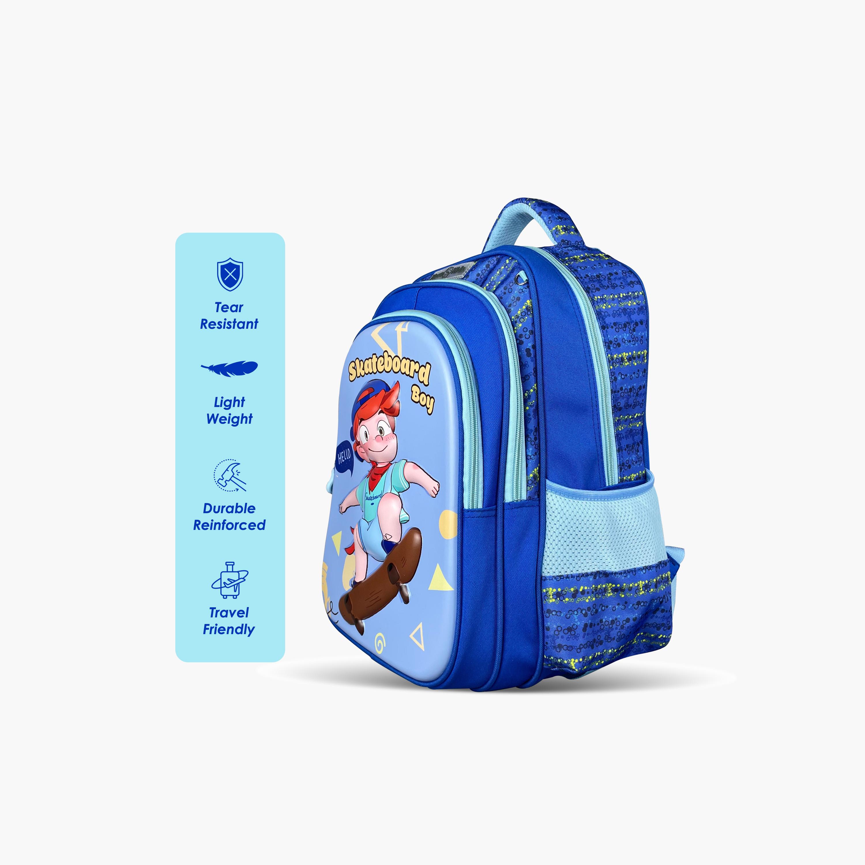 حقيبة مدرسية ثلاثية الأبعاد من نوفا كيدز مع عربة - 16.5 بوصة - متزلج - أزرق-school-bagsandbackpacks-trolleybags-image-7