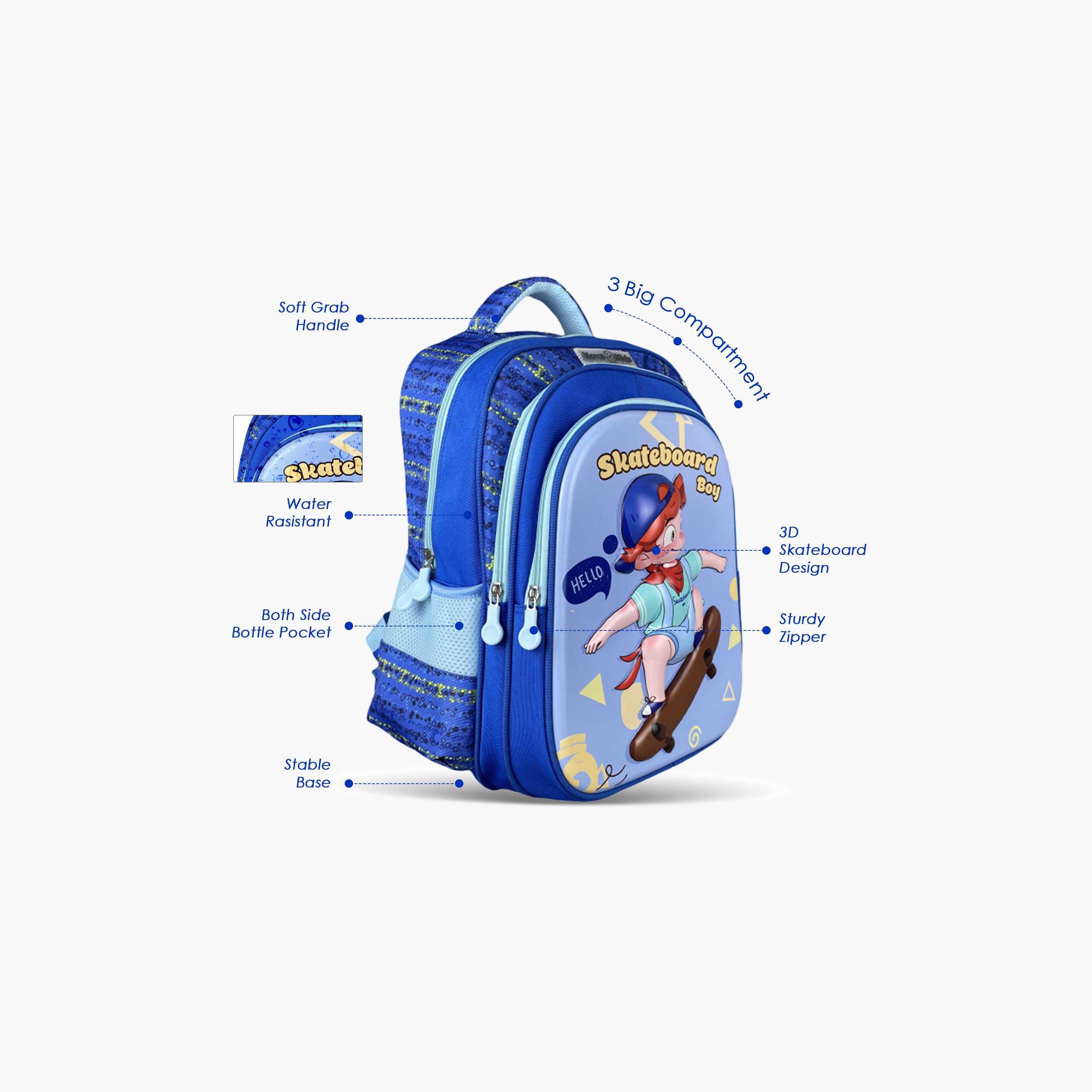 حقيبة مدرسية ثلاثية الأبعاد من نوفا كيدز مع عربة - 16.5 بوصة - متزلج - أزرق-school-bagsandbackpacks-trolleybags-image-9