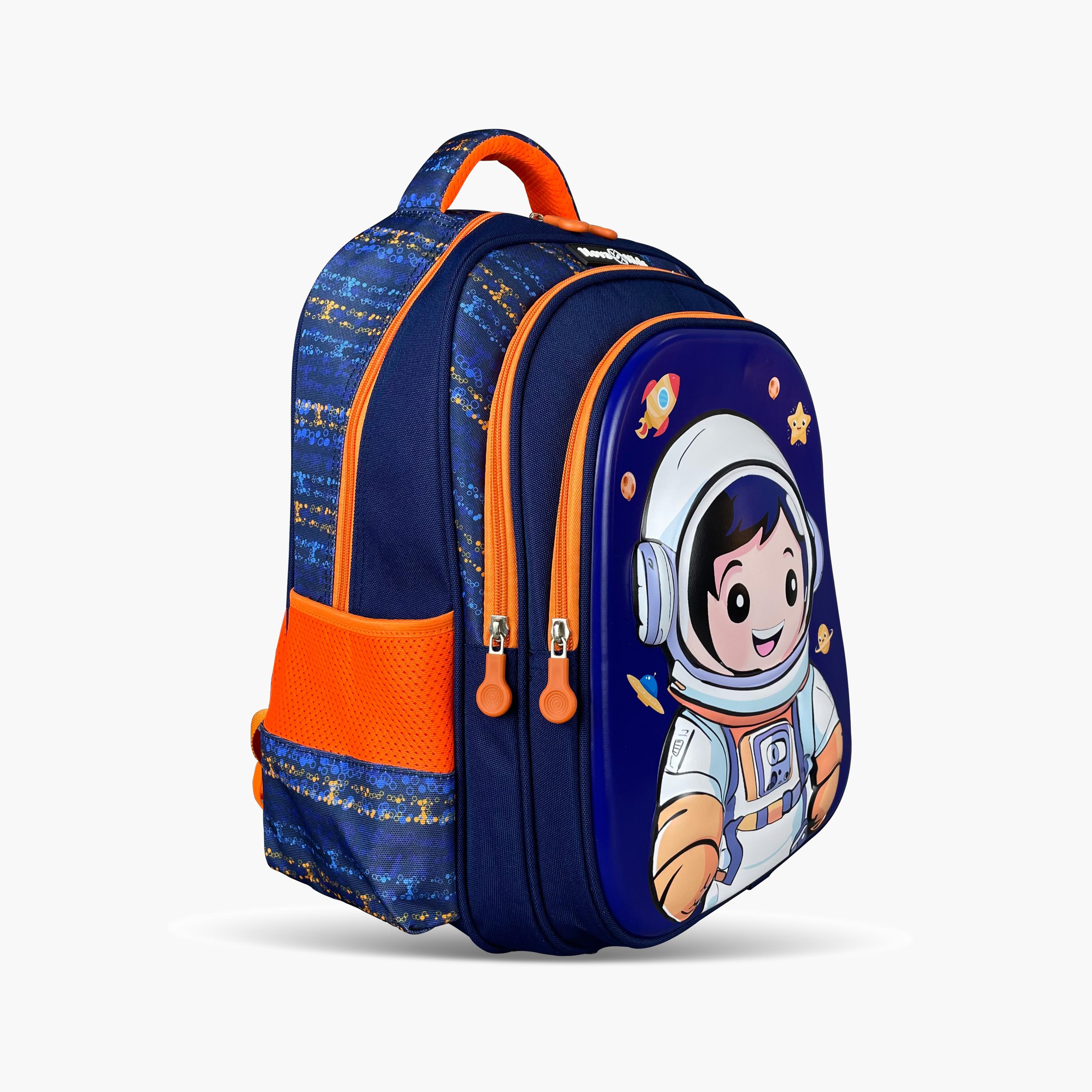 حقيبة مدرسية ثلاثية الأبعاد من نوفا كيدز مع عربة - 16.5 بوصة - رائد فضاء - أزرق-school-bagsandbackpacks-trolleybags-image-5